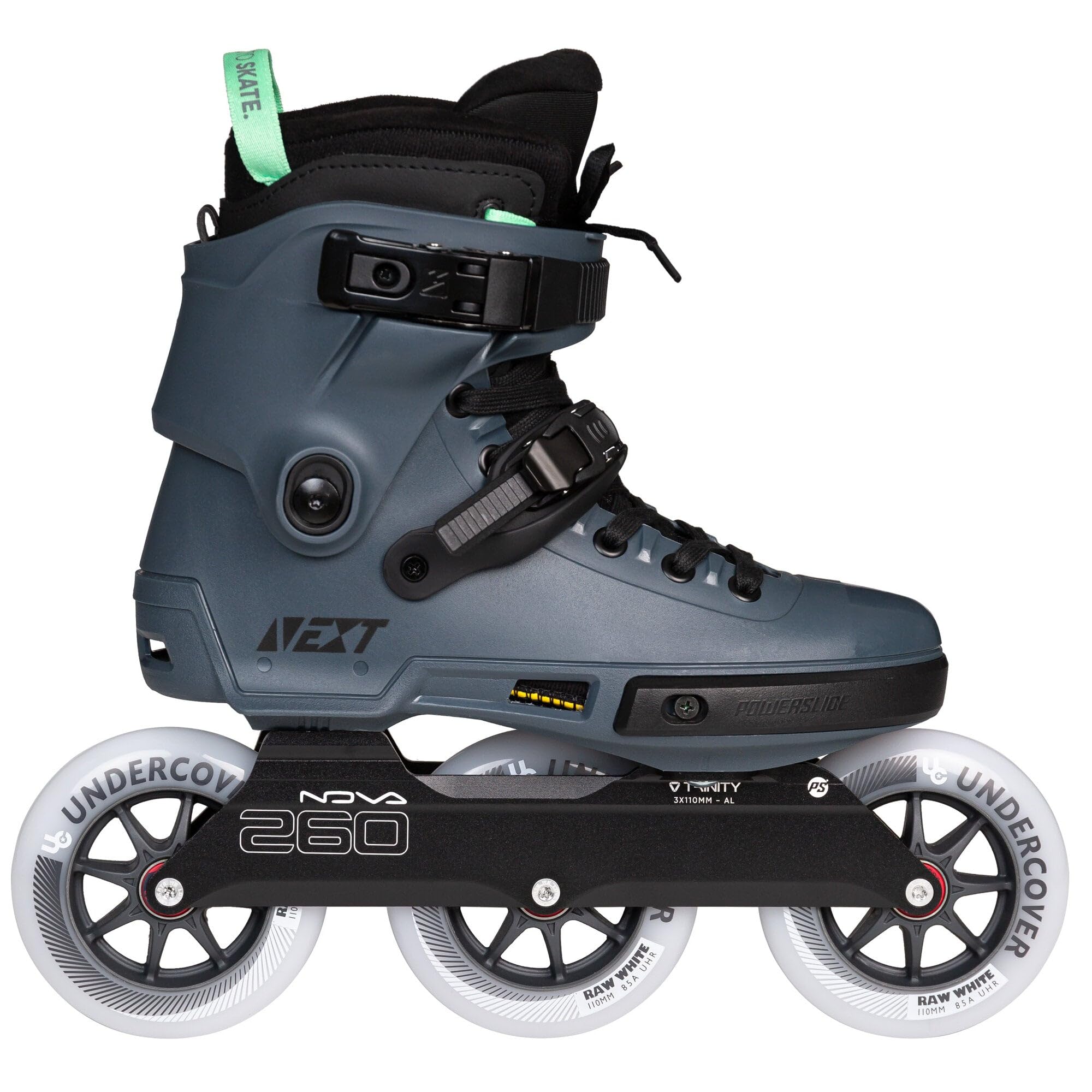 Powerslide Next Pro 110 - Urban Inline Skates con montaggio a 3 punti, misura 36 – 47 – 3 x 110 mm, cuscinetti a sfera ABEC 9 in petrolio/blu scuro