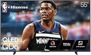 Hisense 55" Class QD6 Series (55QD6QF, 2025 Model) QLED 4K UHD Smart Fire TV, Voice Remote with Alexa, Dolby Vision, Dolby Atmos, Motion Rate 120, HDR 10+, Game Mode Plus, MEMC, VRR, ALLM