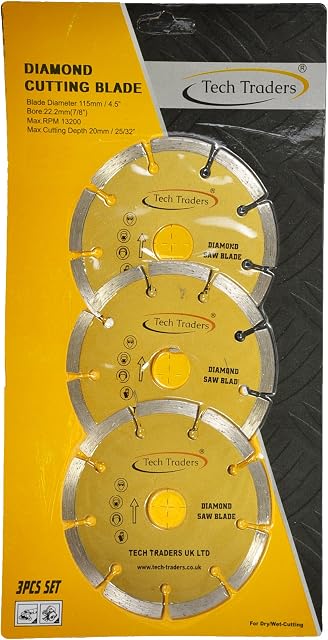 Tech Traders ® 3 x 115mm 4.5" Diamond Disc Cutting Blade Angle Grinder Stone Brick Concrete