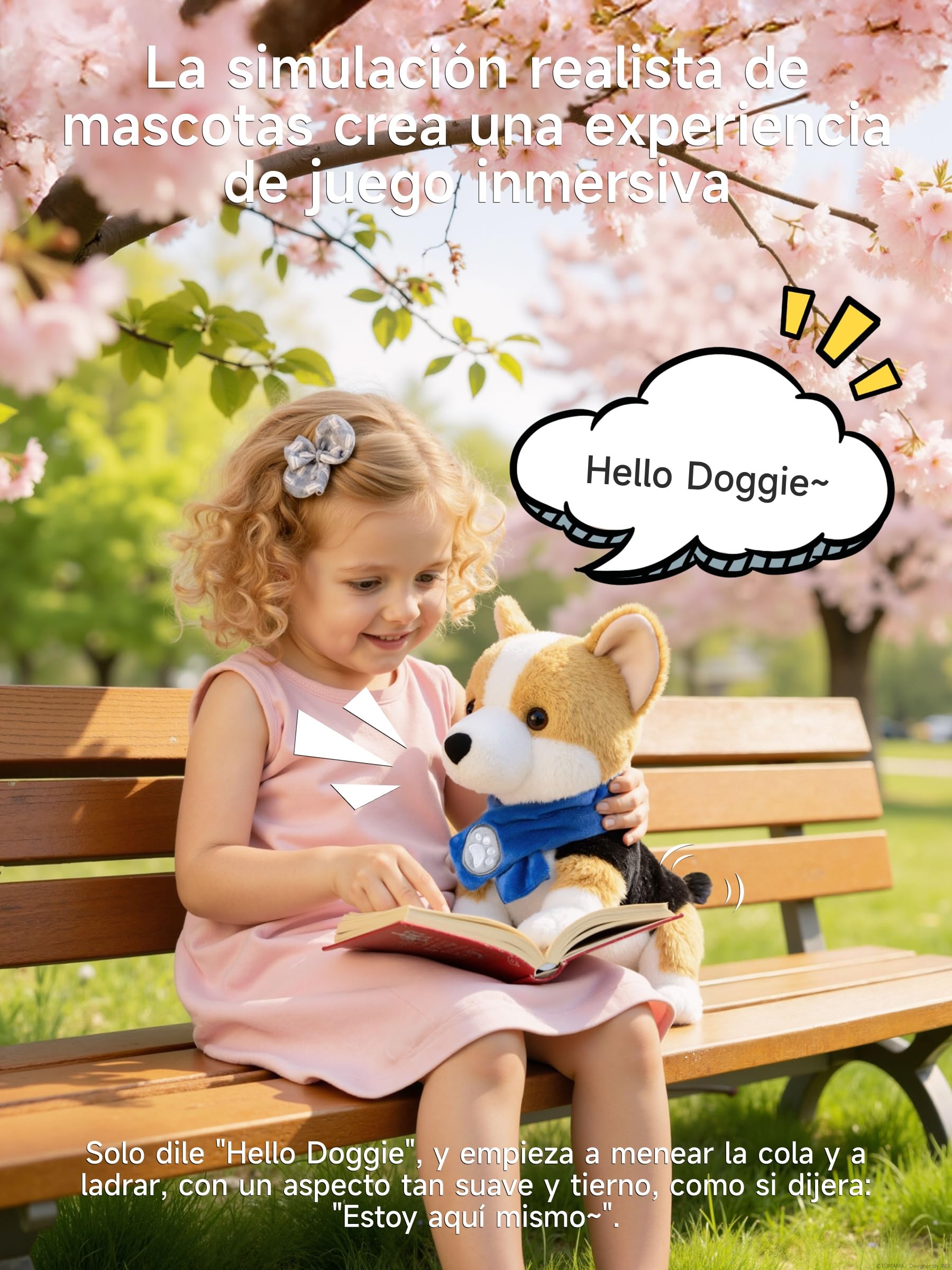 Perro Juguete con Control Vocal para Niños, Anda y Ladra, Habla, Mueve la Cola, Perro Interactivo Electrónico, Cachorro de Peluche de Animales, Regalo a Partir de 18 Meses