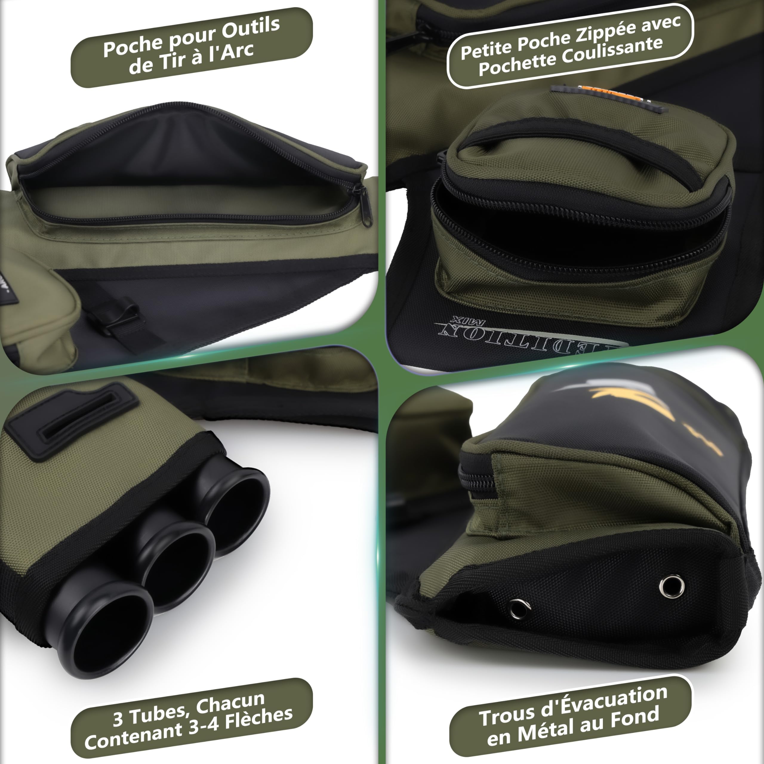 Sunya Carquois de flèche de tir à l'arc. Comprend des Poches pour Languette et libération et Une Ceinture en Nylon réglable. Convient pour la Pratique de l'arc à poulies et de l'arc Classique - 4