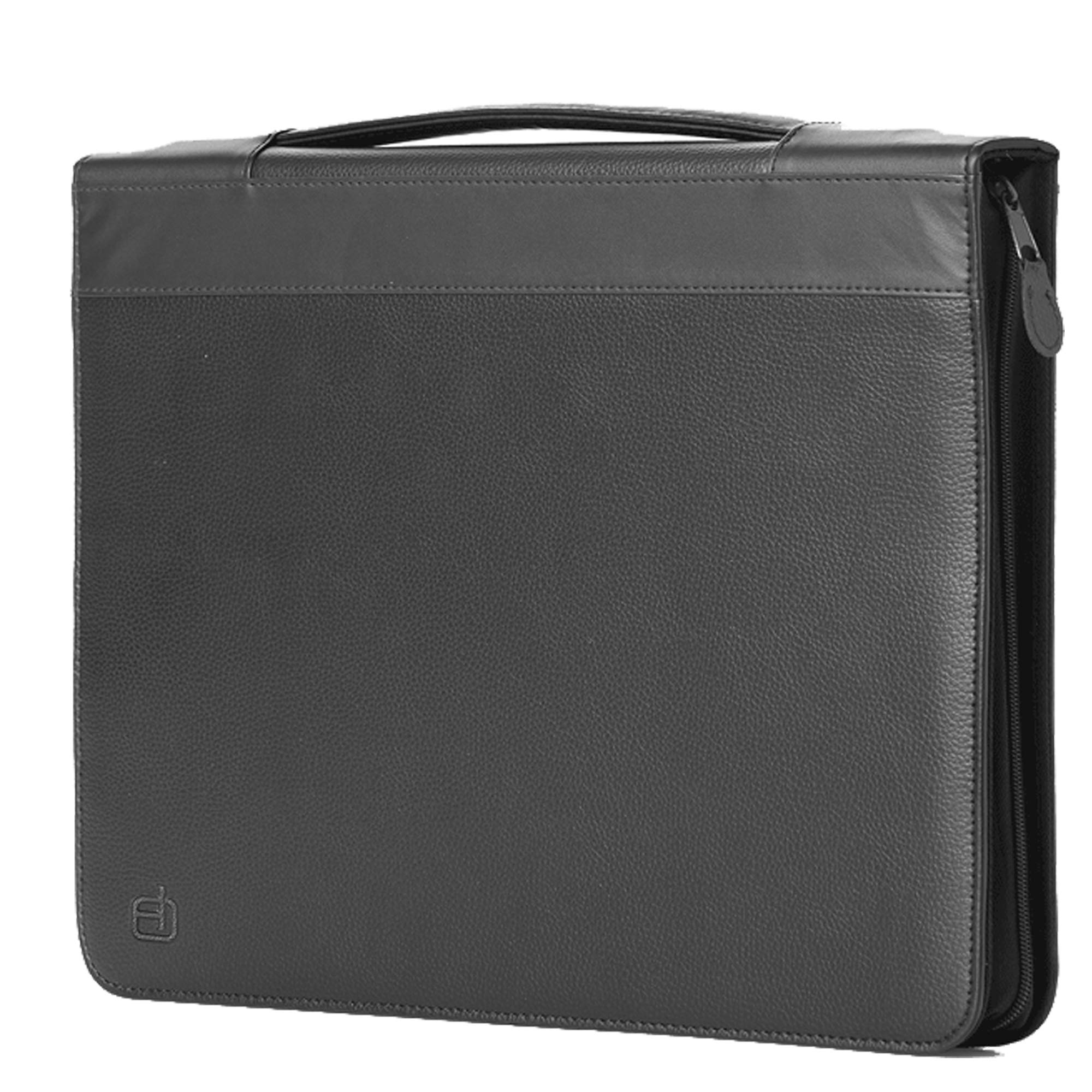 IN TEMPO Portablocco Office con Manico in finta pelle con Zip, 28 x 36 cm, Nero