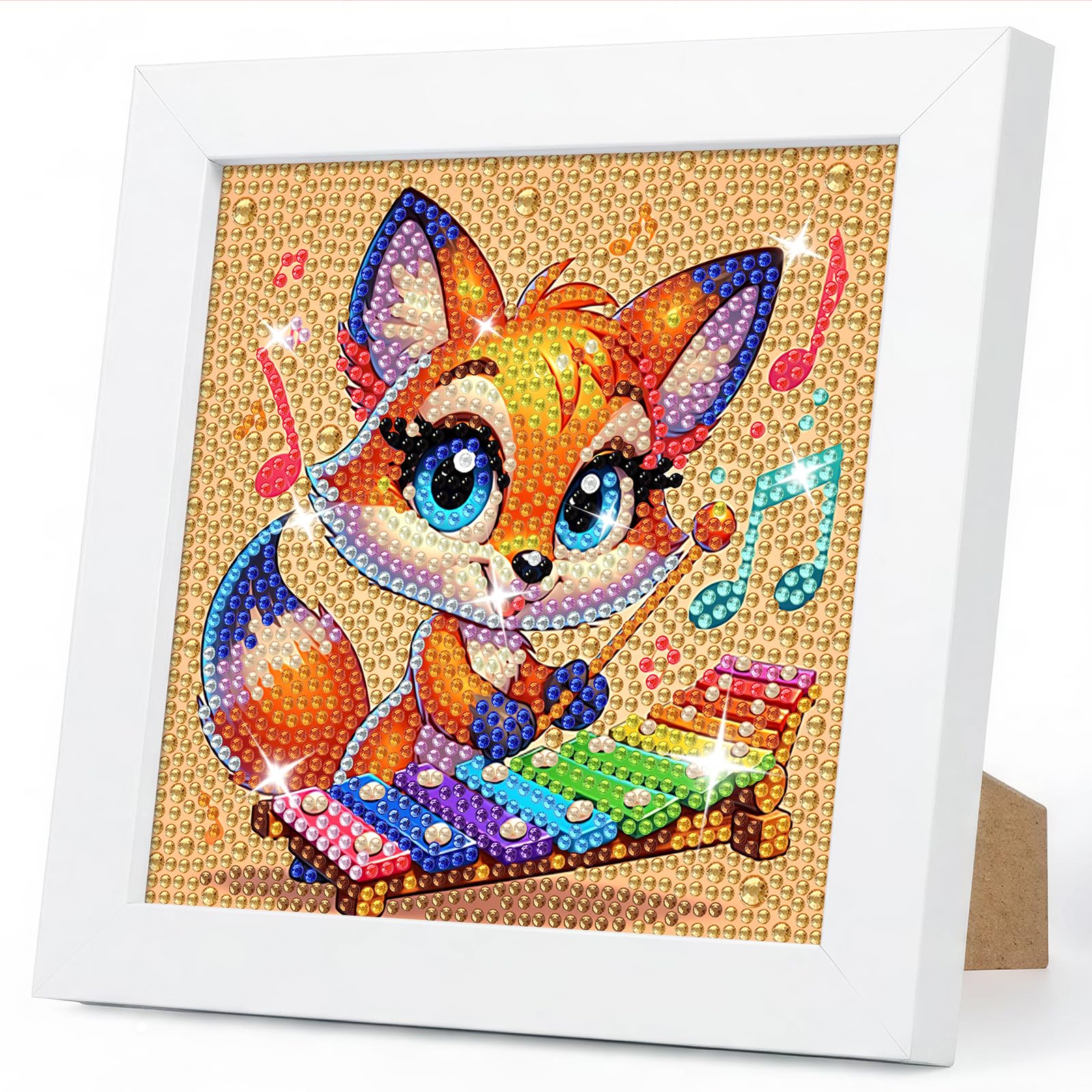 GEEHEIY Fox Diamond Art for Kids with Frame, 7x7 Inch