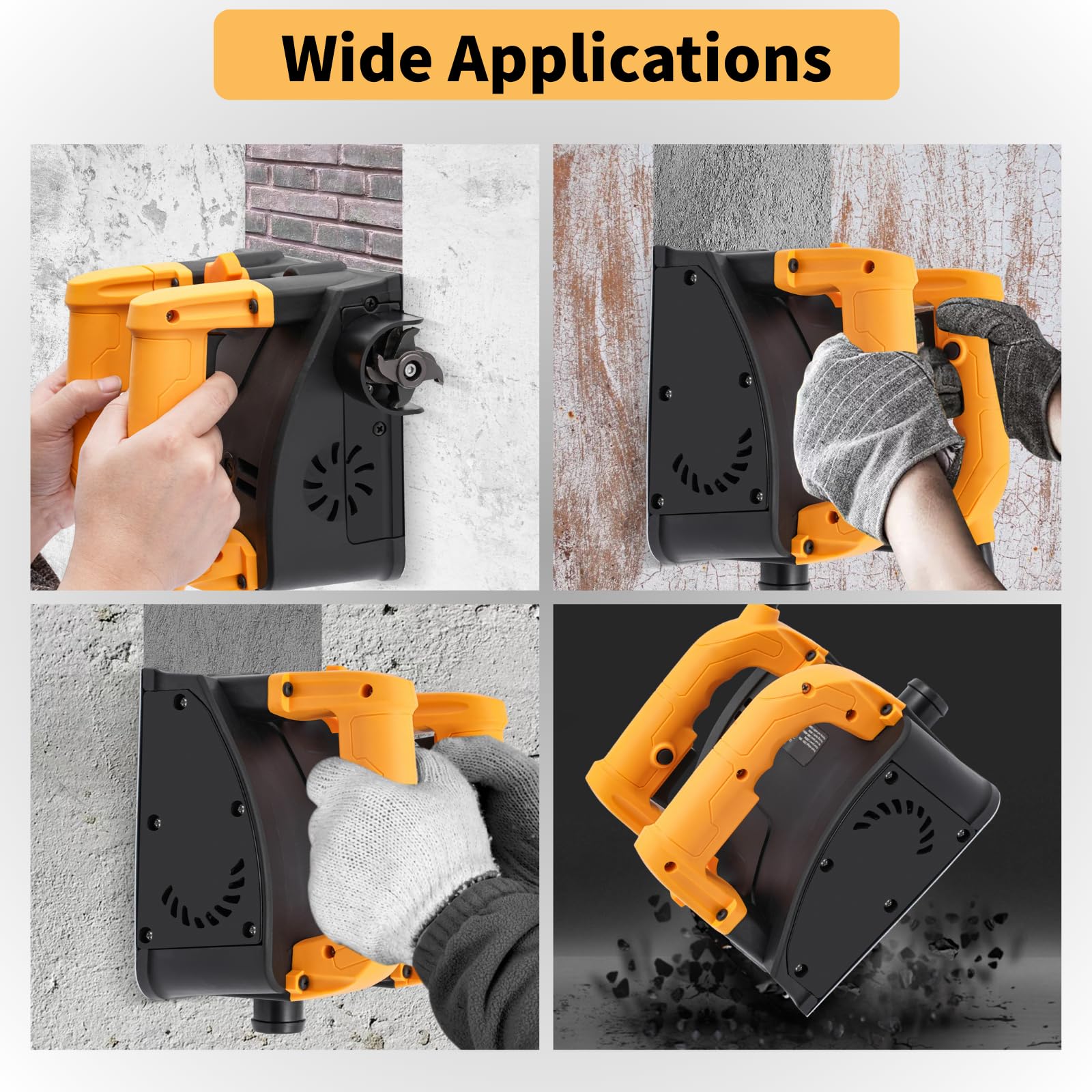 Fraise à béton électrique 1200 W, 1000-4000 tr/min, fraiseuse de nettoyage portable, avec 26 lames, profondeur de rabotage de 1 à 4 mm, largeur 15 cm, raboteuse murale, profondeur réglable