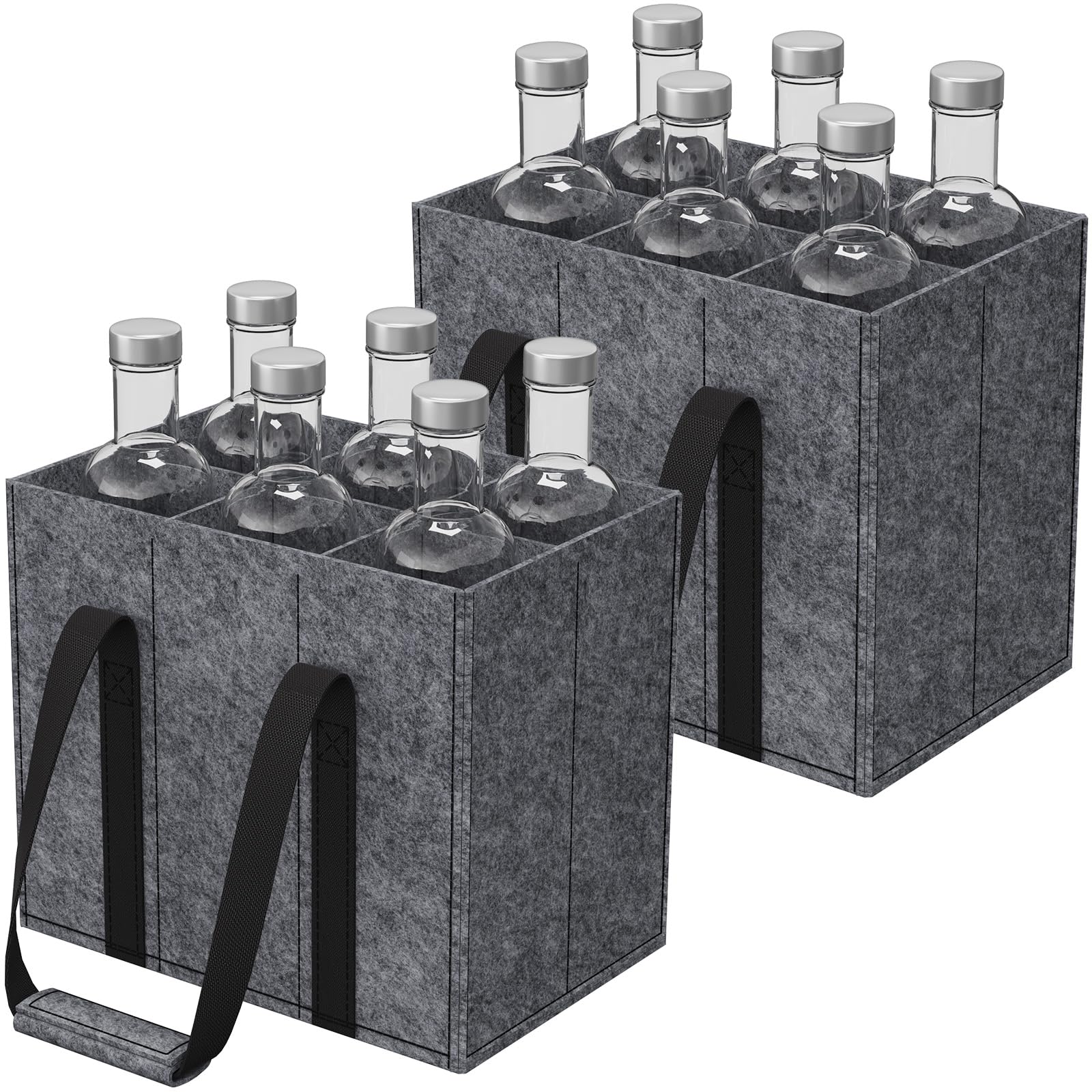 Lifewit Flaschentasche, Stabil Filz Flaschenträger mit Griff, Faltbare Flaschenkorb Wohnmobil für Wein, Getränke, Weinflaschen, Bottle
