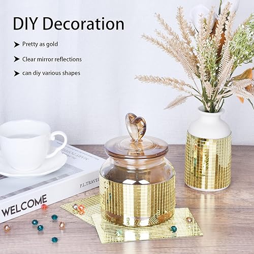 Miniatura 2 de Biutityer 3600 piezas de azulejos de mosaico de espejos autoadhesivos, mini espejos para azulejos cuadrados de vidrio, azulejos de vidrio de