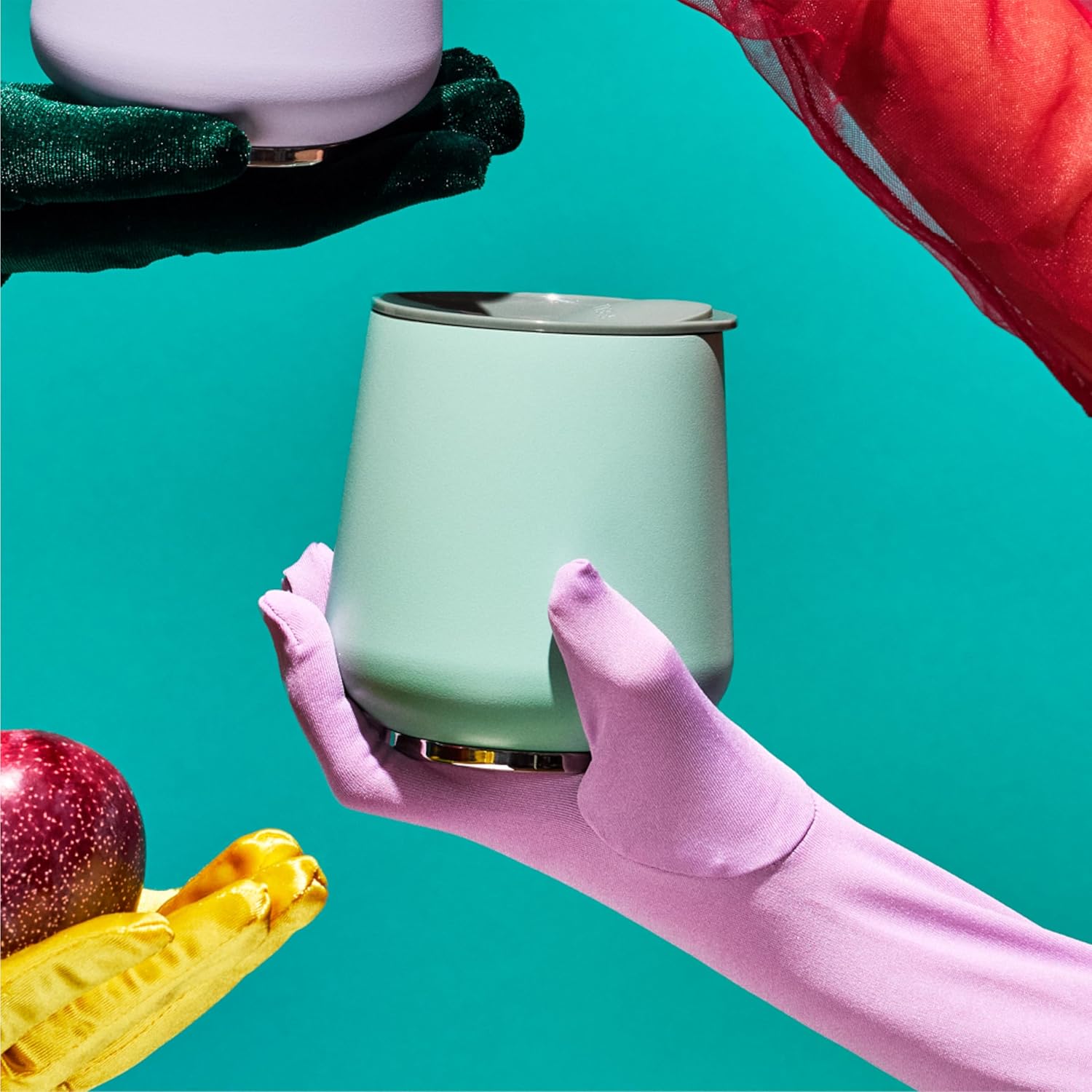 Fellow Ruby Wine Tumbler Set of 2 - ​​Insulated Stainless Steel Wine and Cocktail Tumblers with Ceramic Interior and Swivel Pebble Lid - 12 oz, Mint Chip - Image 7