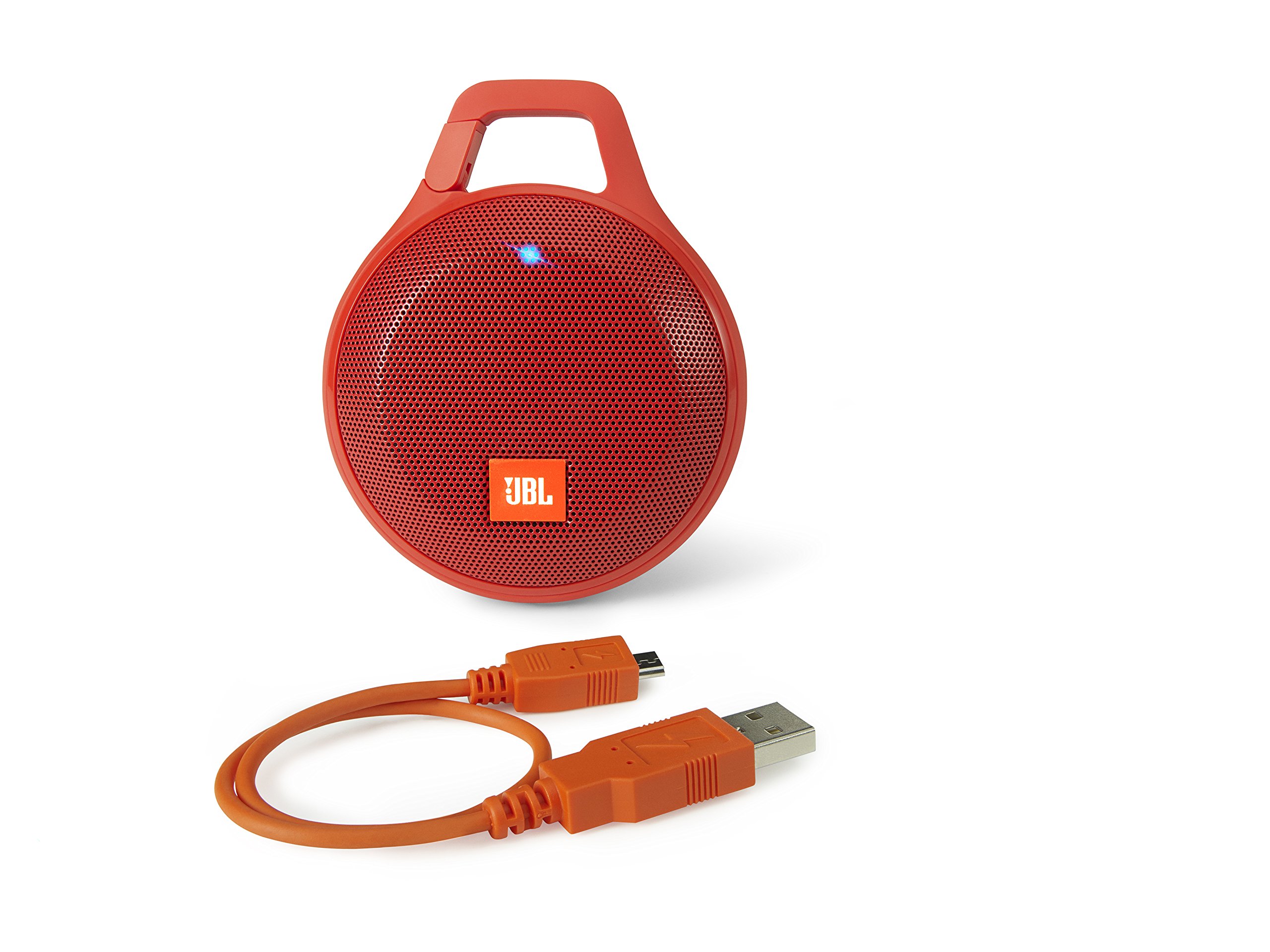 JBL Clip+ Bluetooth Wireless Lautsprecher (Tragbar, Robust, für Unterwegs Wasserabweisend mit Integriertem Karabinerhaken, Kompatibel mit Apple iOS/Android Smartphones/Tablets/MP3 Geräten) rot