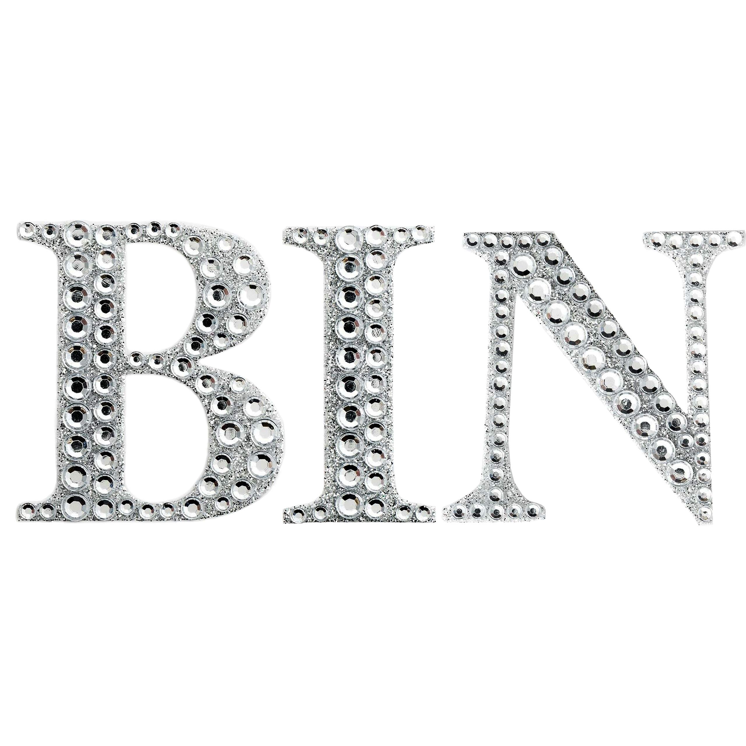 Pebble Eleven Bling Bin Diamante Silver Letter Sign Self Adhesive Stickers Craft Kitchen Wall