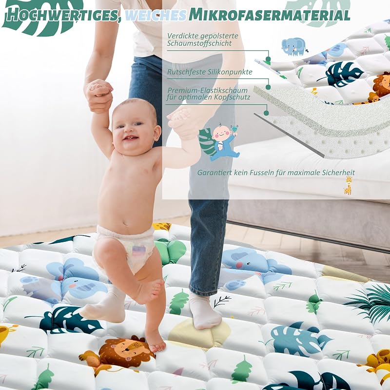 YBIKE Összehajtható Játszószőnyeg 180x150cm Csúszásmentes Puha Baba Crawling Mat