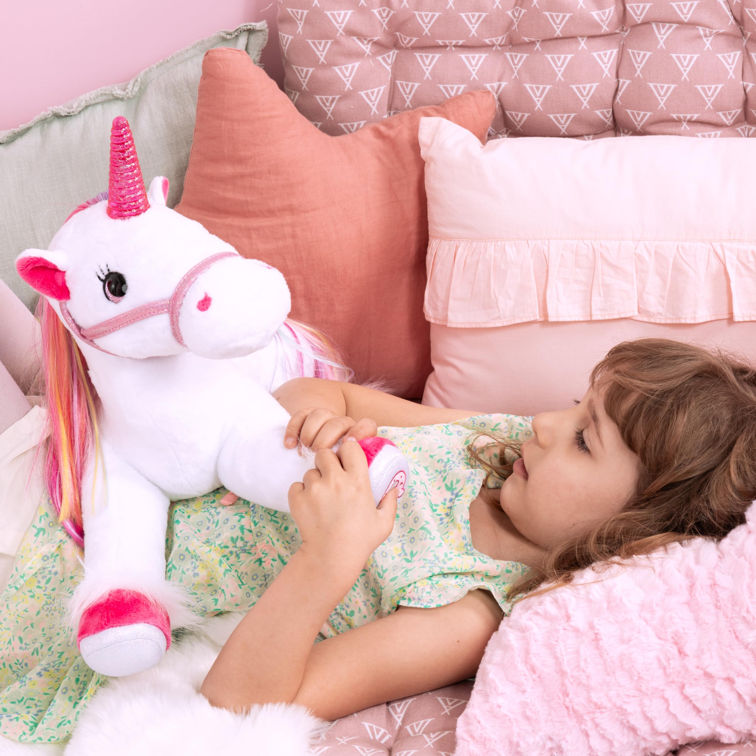 Bayer Design Funktions-Plüsch-Einhorn mit Licht und Sound | Stofftier, Kuscheltier, Regenbogen Haare