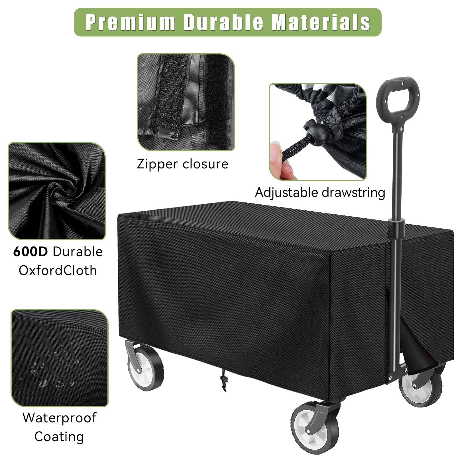 Chariot Pliable sur Roues,100 kg de Grande capacité,Housse de Chariot de Jardin Pliable,(Chariot de Camping et Housse)