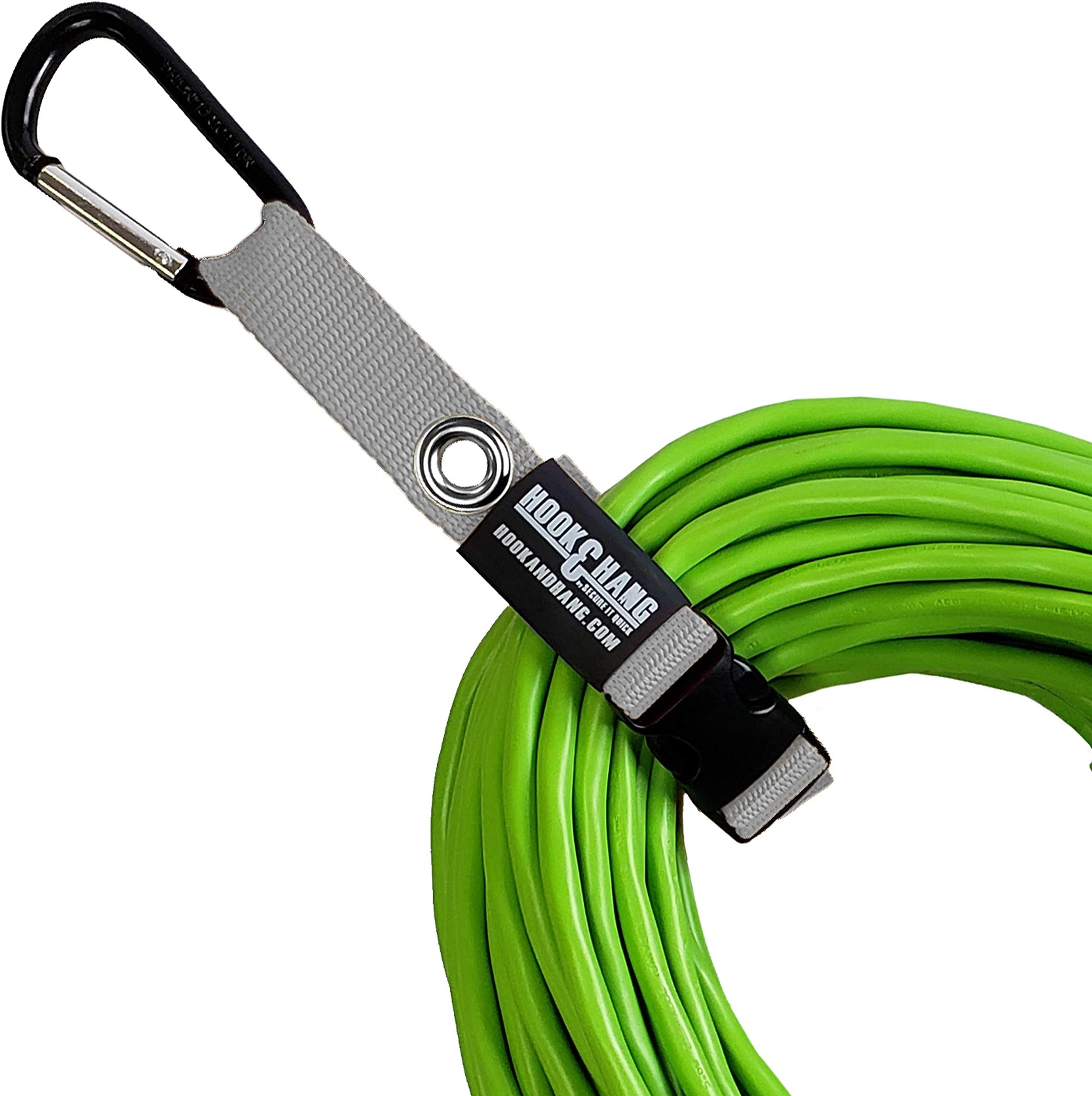 SECURE IT QUICK - Hook & Hang Strap Storage & Organizer - Hang Hoses, Cords, Tools, Drills, Ladders & More. Another Incredible Organizer! (4 PK W/Hook, Silver)