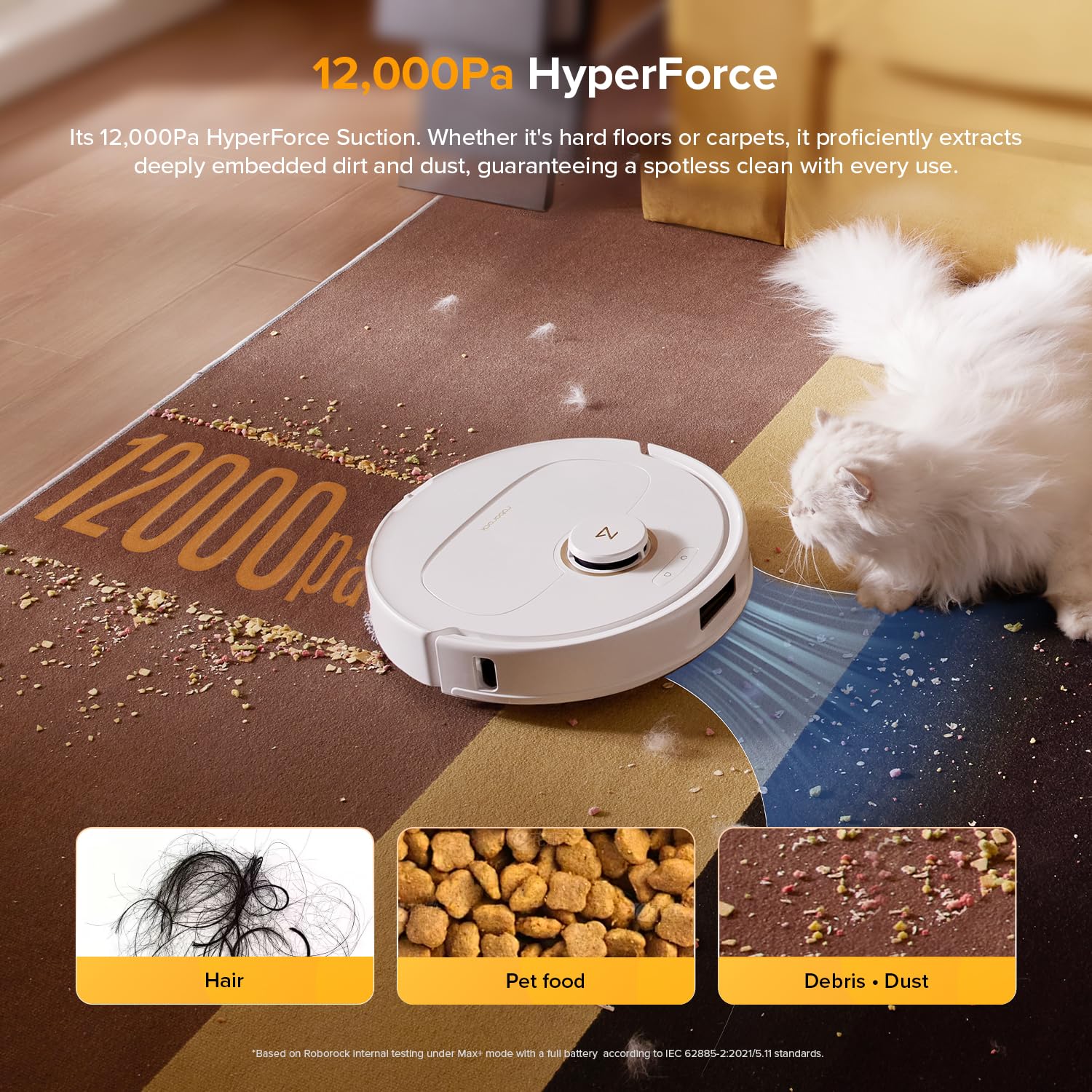 roborock Qrevo S5V Robot Vacuum and Mop, FlexiArm Edge Mopping, 12,000Pa Suction, Dual Zero-Tangle System, Smart Obstacle Avoidance, 10mm Mop Lifting, Auto Mop Washing & Warm Air Drying, White - 2