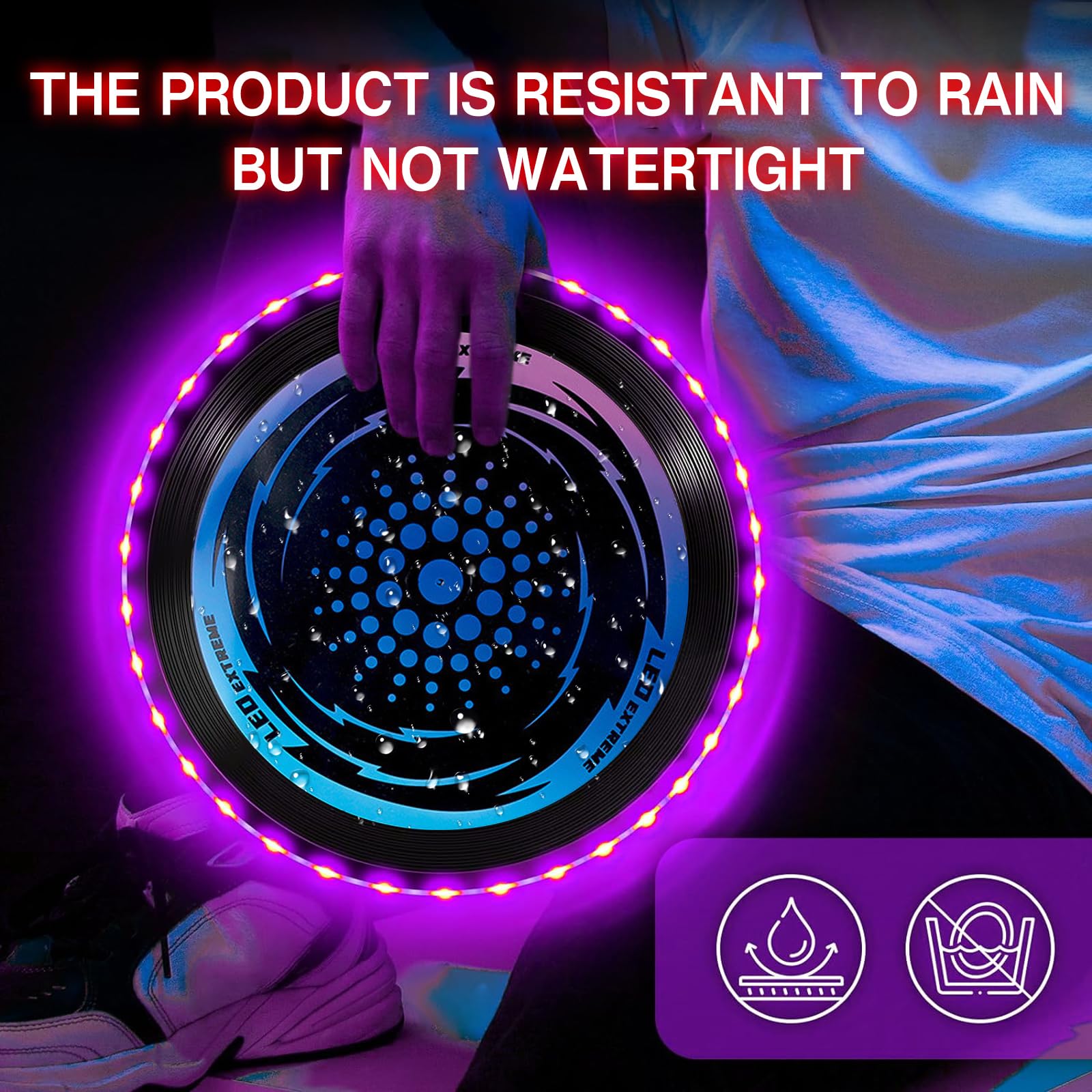 Disque Volant Lumineux Coloré,Ultimate Frisbeeavec 49 Lumières LED,Ultimate Frisbee Ring,Disques Volants Souples pour AdultesCompétition Funsport Pour Adultes,Enfants Plage Pelouse ExtéRieur.