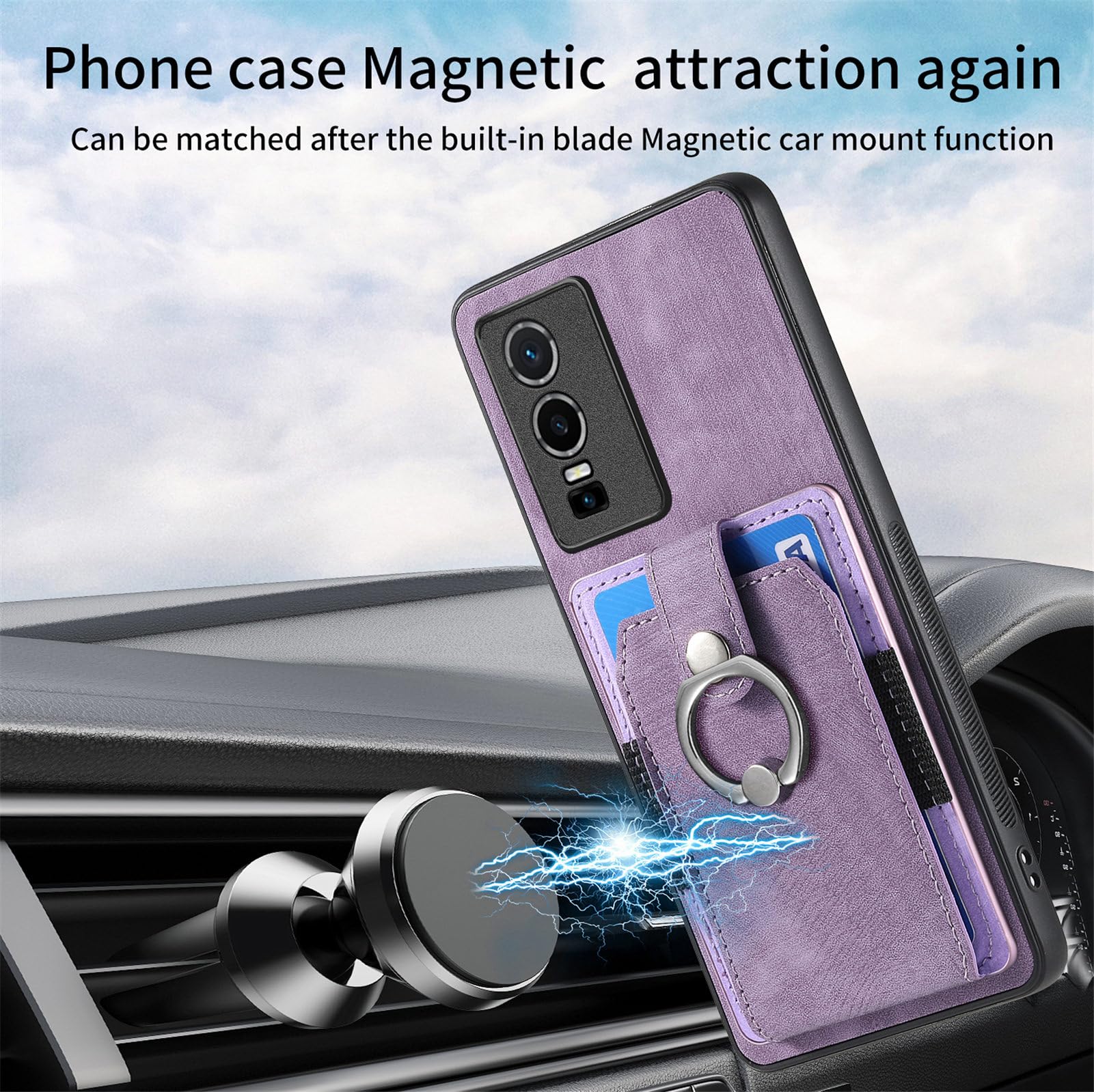 MOJIA Flip Case Für VIVO Y76 5G / Y76s – Magnetische Lederhülle Mit Kartenfach & Standfunktion