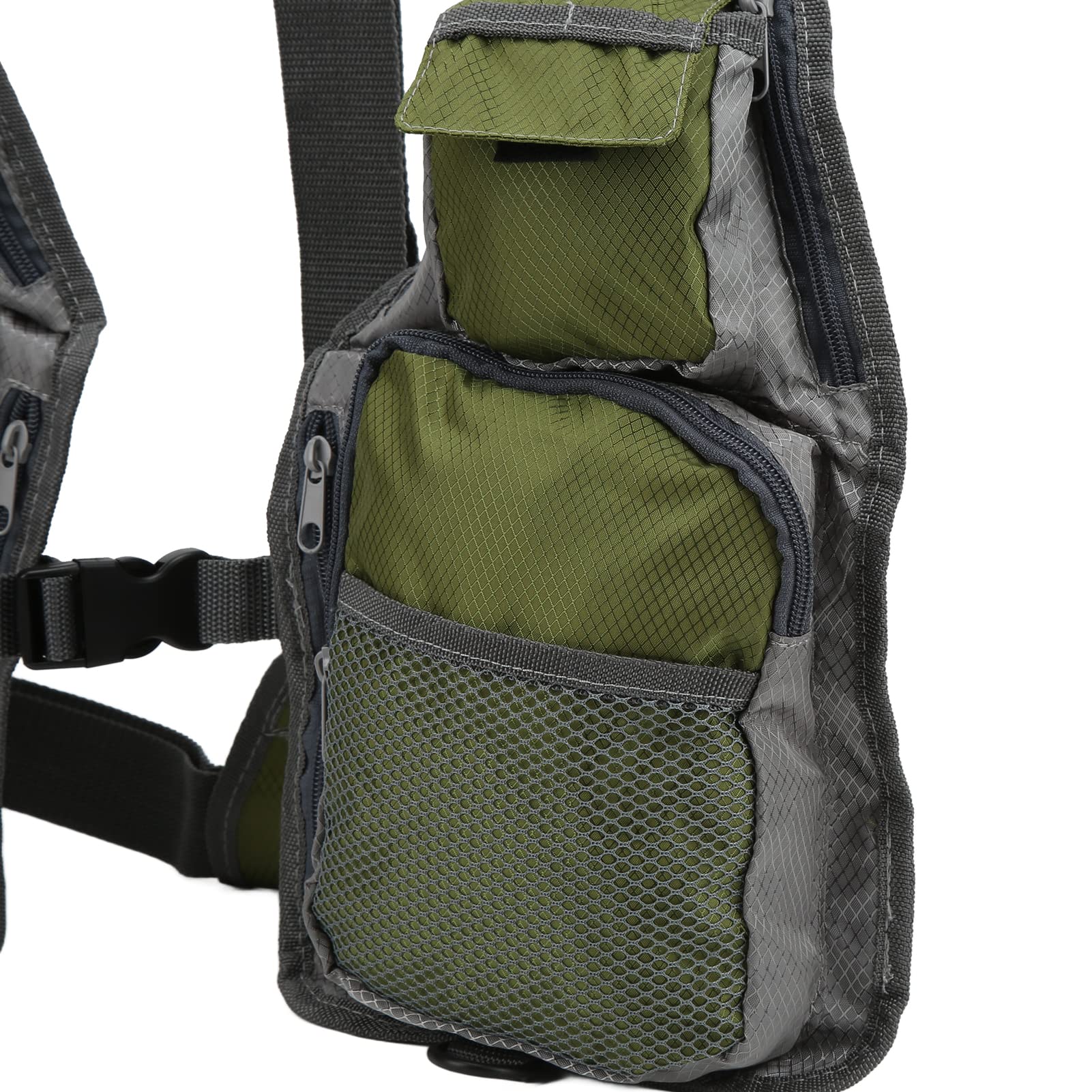 Alvinlite Gilet da Pesca per Uomo E Donna con Tasche, Pettorina Regolabile Gilet da Pesca a Mosca Leggero Gilet da Pesca di Grande capacità, Attrezzatura da Pesca(Verde)