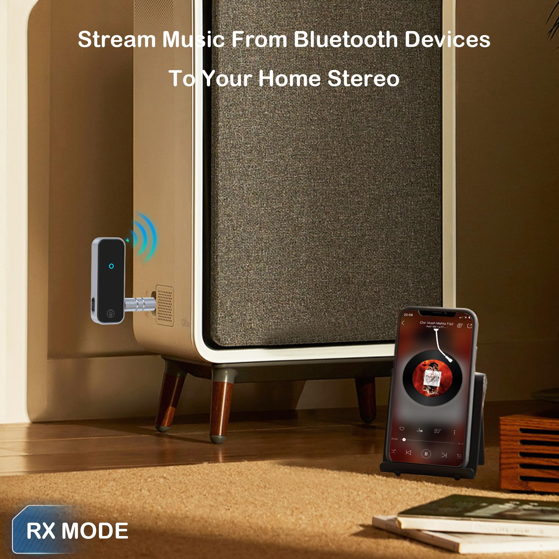 KAIY Bluetooth 5.3 Transmitter Empfänger, Bluetooth Transmitter für TV/AirPods/Kopfhörer/Flugzeug, Aux Wireless Adapter für Auto, Audioempfänger für Heimstereo/Autoradio/Lautsprecher