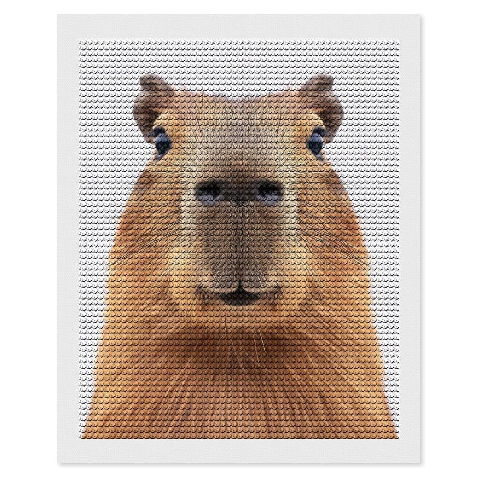 Junmoney Capybara Face 5D Diamond Painting Kit 16"x20", Relaxing DIY, Mindful Craft Project, Full Kit Included, Thoughtful Present