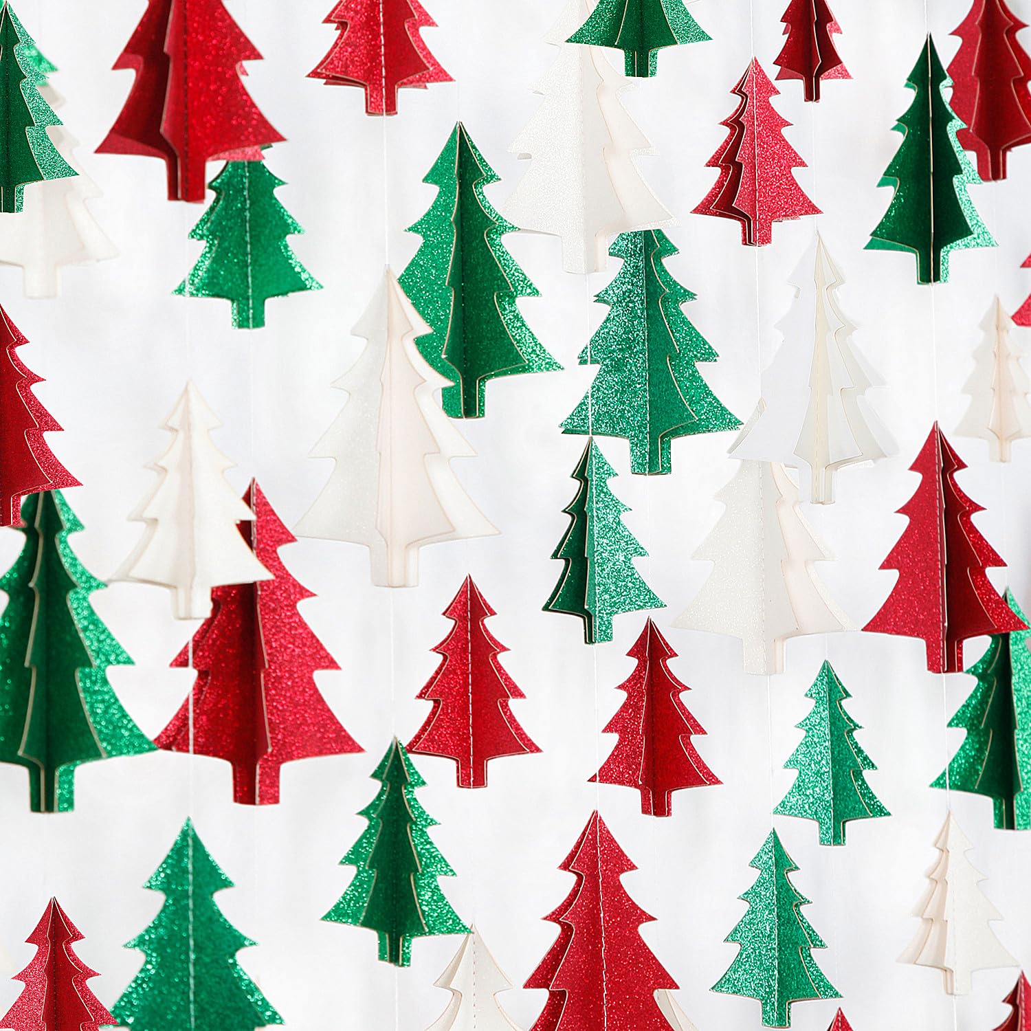 Guirnalda de decoración de árbol de Navidad verde y blanco y rojo, 25 pies, pancarta de serpentinas de papel para colgar, cumpleaños, boda, baby shower, despedida de soltera Ouruola