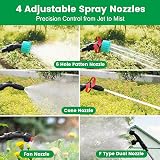 SYLSTAR Battery Powered Sprayer 8M Hose, 26.2inch Electric Weed Sprayer Wand, 3 Adjustable Spraying Force & Battery Indicator, 4 Nozzles, 7.4V Rechargeable Garden Lawn Plant Spray Handle - 5