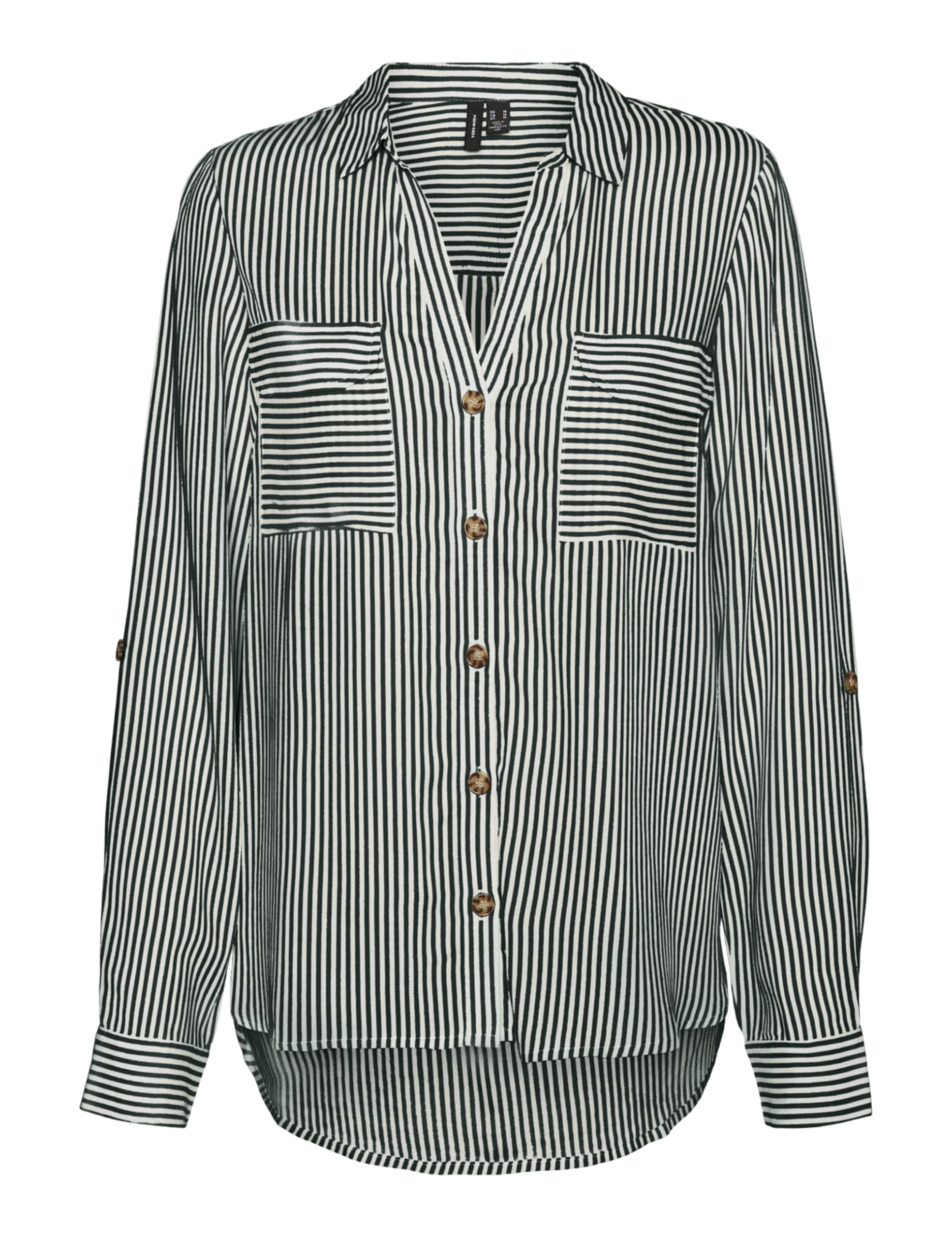 VERO MODA Damen Blusen Hemd Leger mit Brusttaschen Regular Stretch 3/4 Arm Top Oberteil