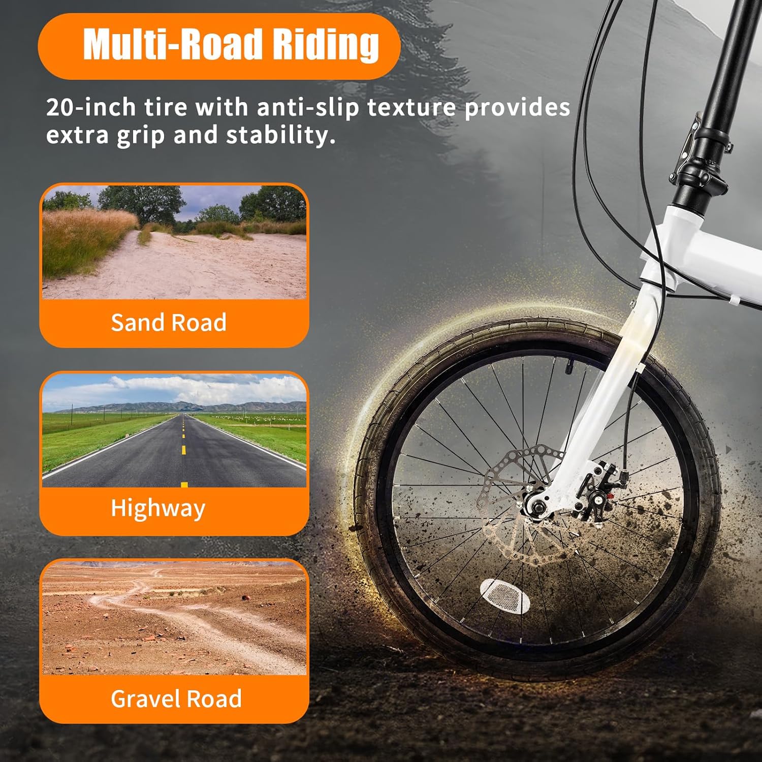Foldable Bike, 20” Folding Bike for Adults, Portable Commute Bike with 7 Speed Gear with Dual Disc Brakes Bicycles Light-Weight Bike Suitable for Men Riding, Women Riding