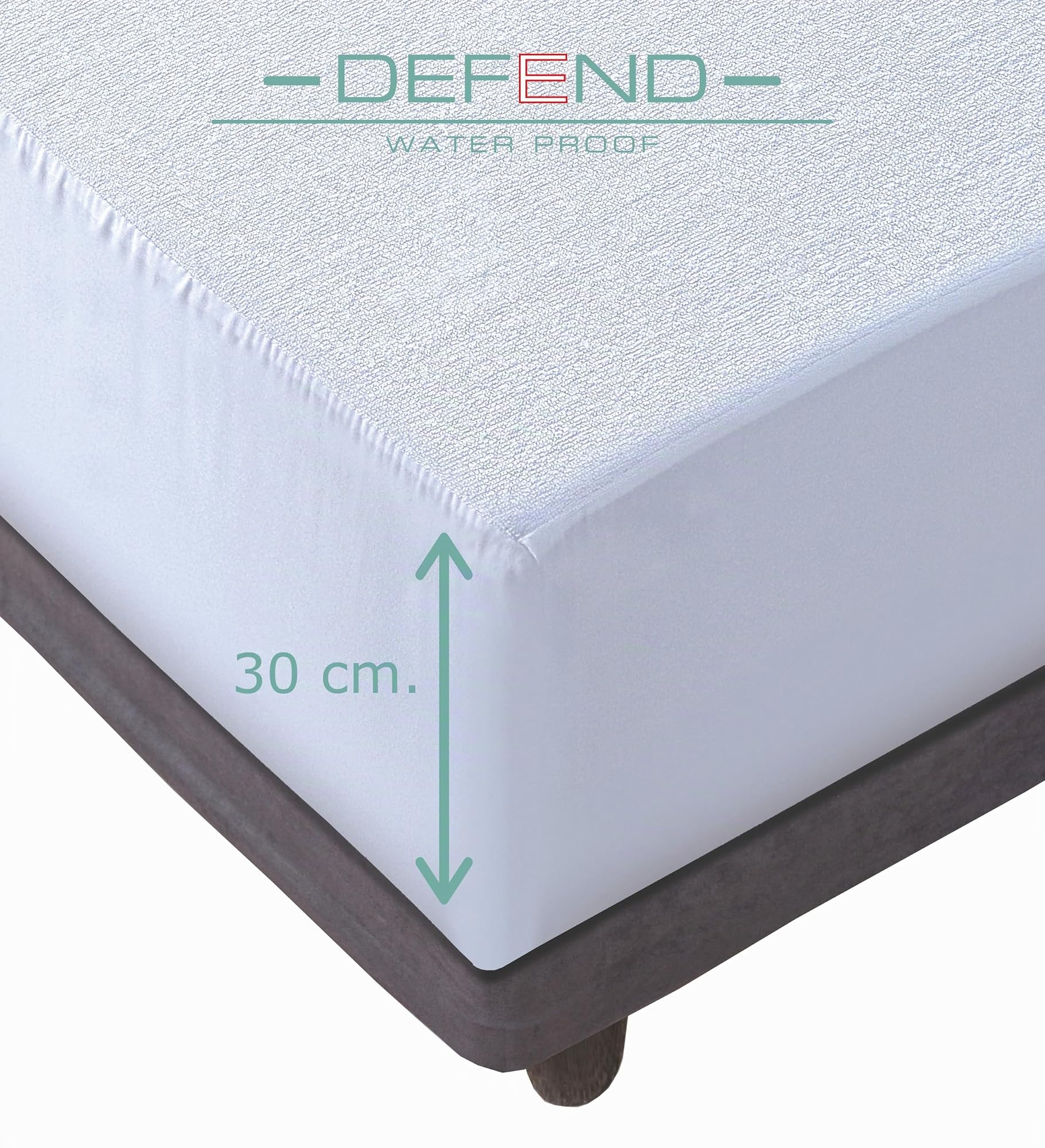 Defend - Protector de colchón de Plaza y Media Impermeable, Transpirable, antiácaros e hipoalergénico, 130 x 200 cm + Esquina 30 cm, Protector de colchón, Blanco, una Plaza y Media, Certificado