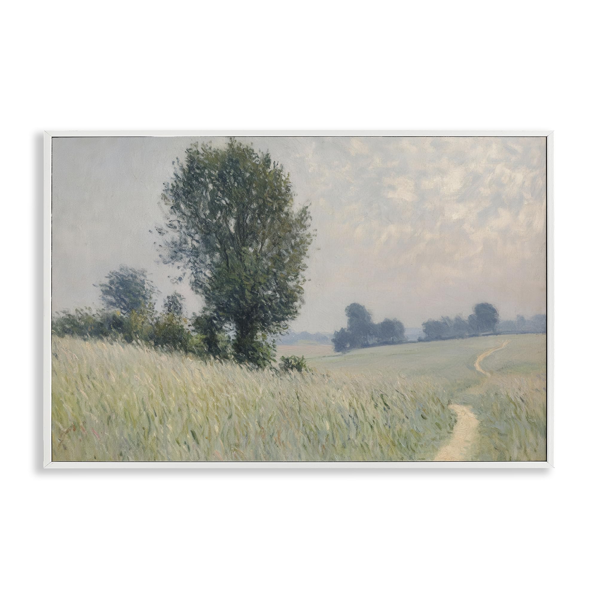 Giclée encadrée Grand chemin d'herbe champ blanc Stupell Industries 30x45cm