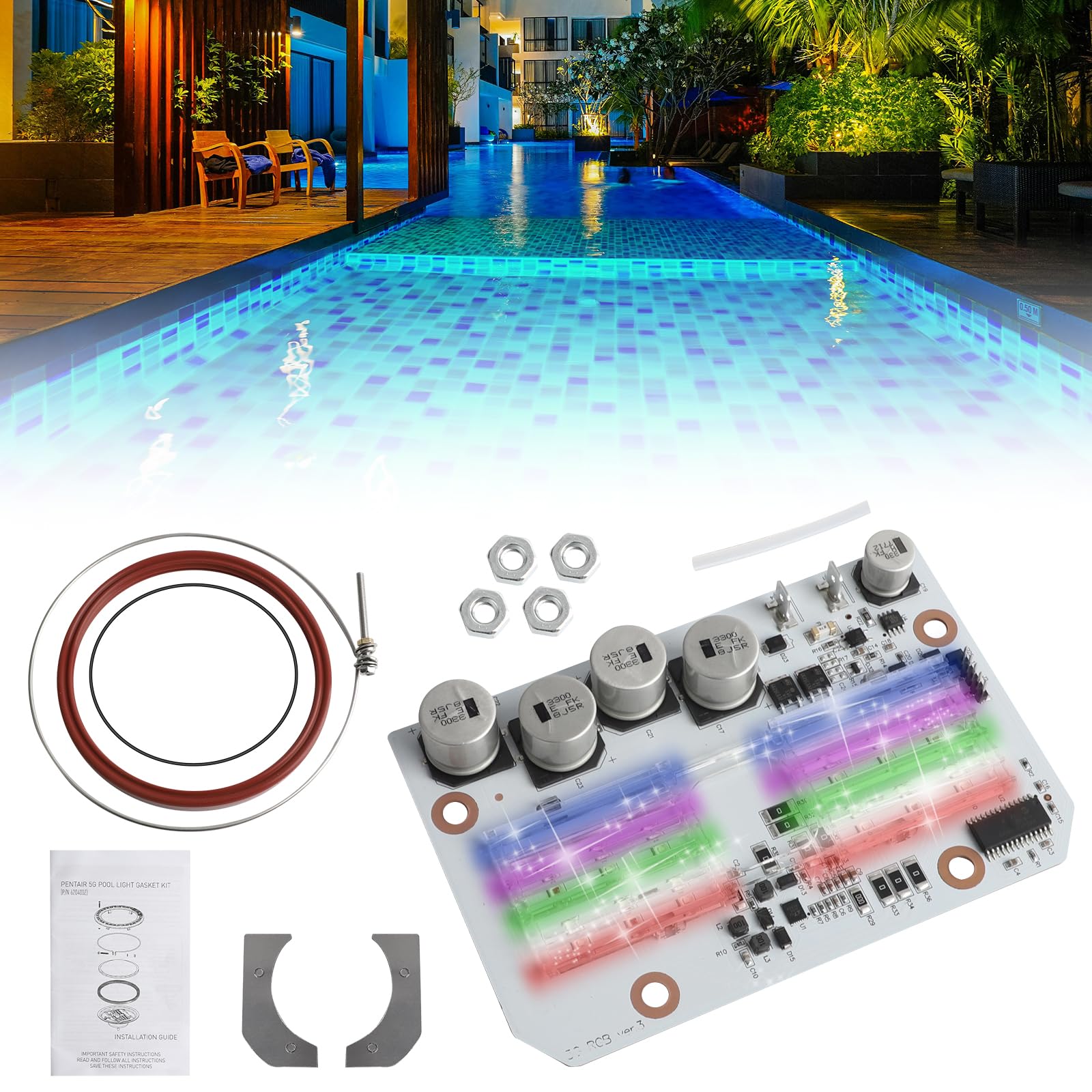Photo 1 of 619818Z Light Engine Board Compatible with Pentair Pool Light 601000 601001 601002 601003 601004 601010 601011 601012 601013 Circuit Board for IntelliBrite 5G Color LED Light 2nd Generation 2010-2025