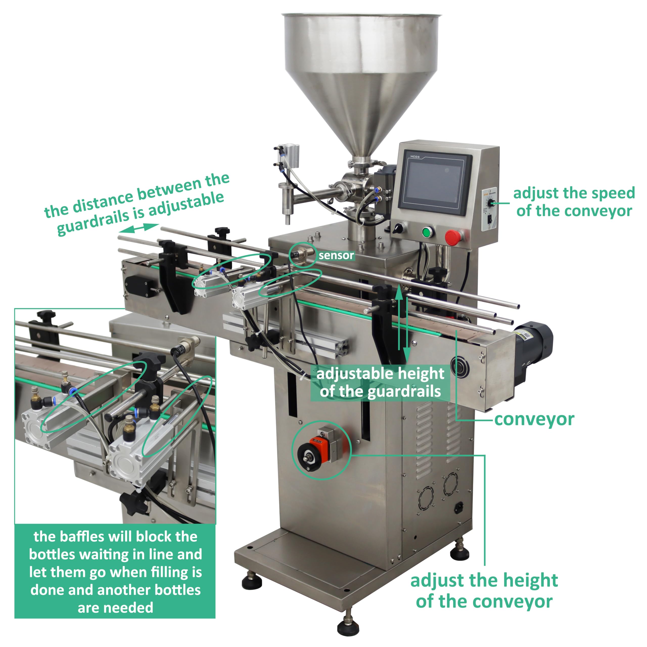TECHTONGDA Automatic Liquid Paste Filling Machine 100-1000ml with Single Head 10mm Nozzle Pneumatic Filling for Beverages Honey Tomato Paste with Conveyor
