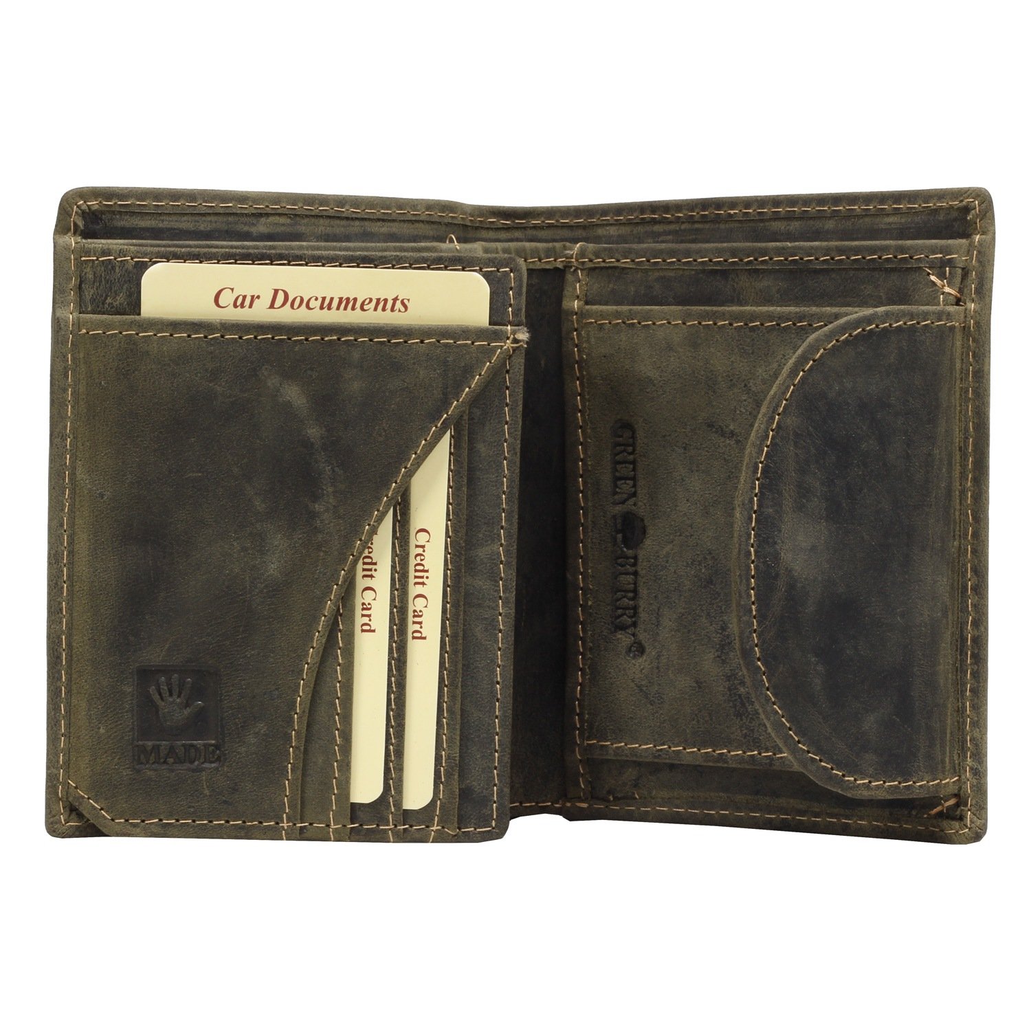 Greenburry Monedero Vintage Animal Collection Wallet Olive Wild Boar Verde Oscuro