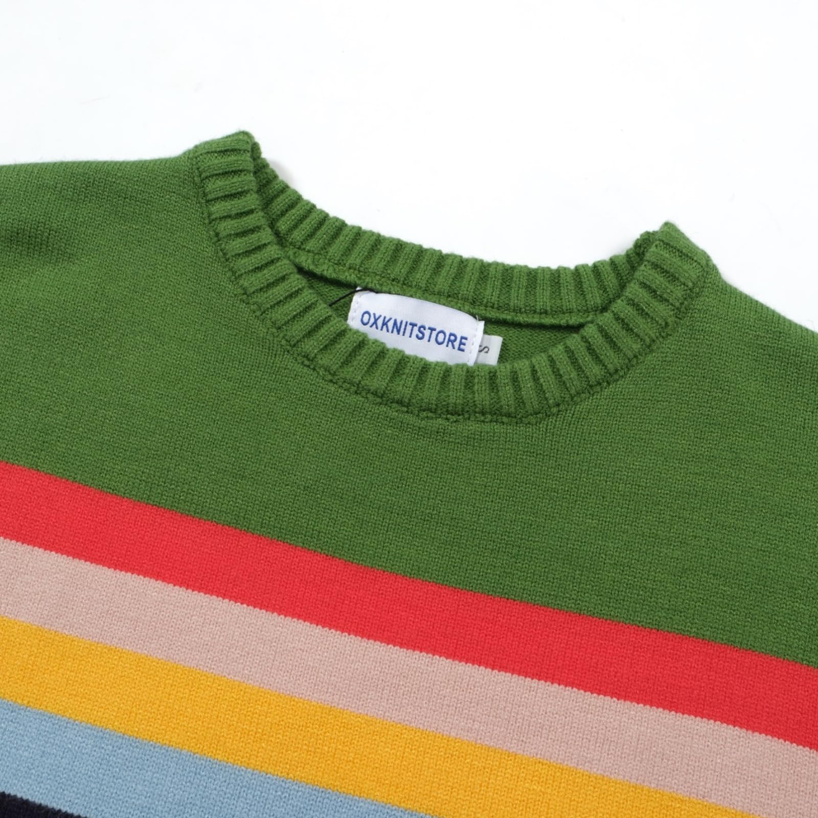 OXKnit Maglietta da uomo a maniche lunghe, lavorata a maglia, retrò, con scollo rotondo, casual, con stella