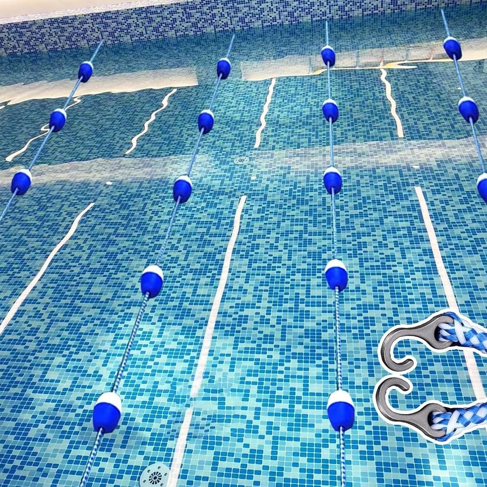 HENGCMM Swimming Pool Safety Divider Rope Floating, Adjustable Floating Safety Rope to Divide Pool with 2 Hooks, Dividing Lanes, Caution Help for Inground Swimming Pool 20ft/6.1m
