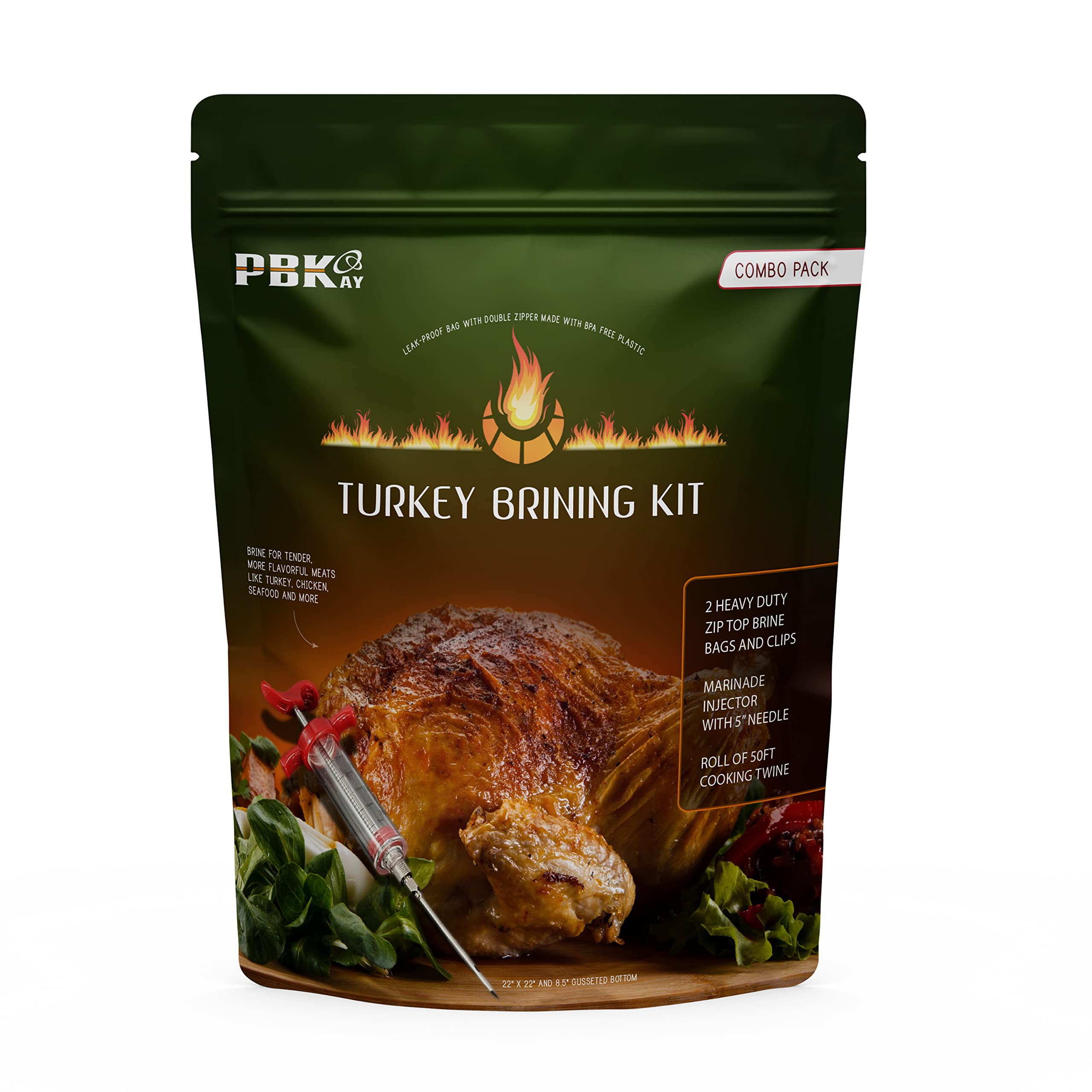Large Turkey Brine Bags, Combo Pack - Marinade Injector - Roll cooking Twine - XL Heavy Duty Leakproof, Food grade BPA free