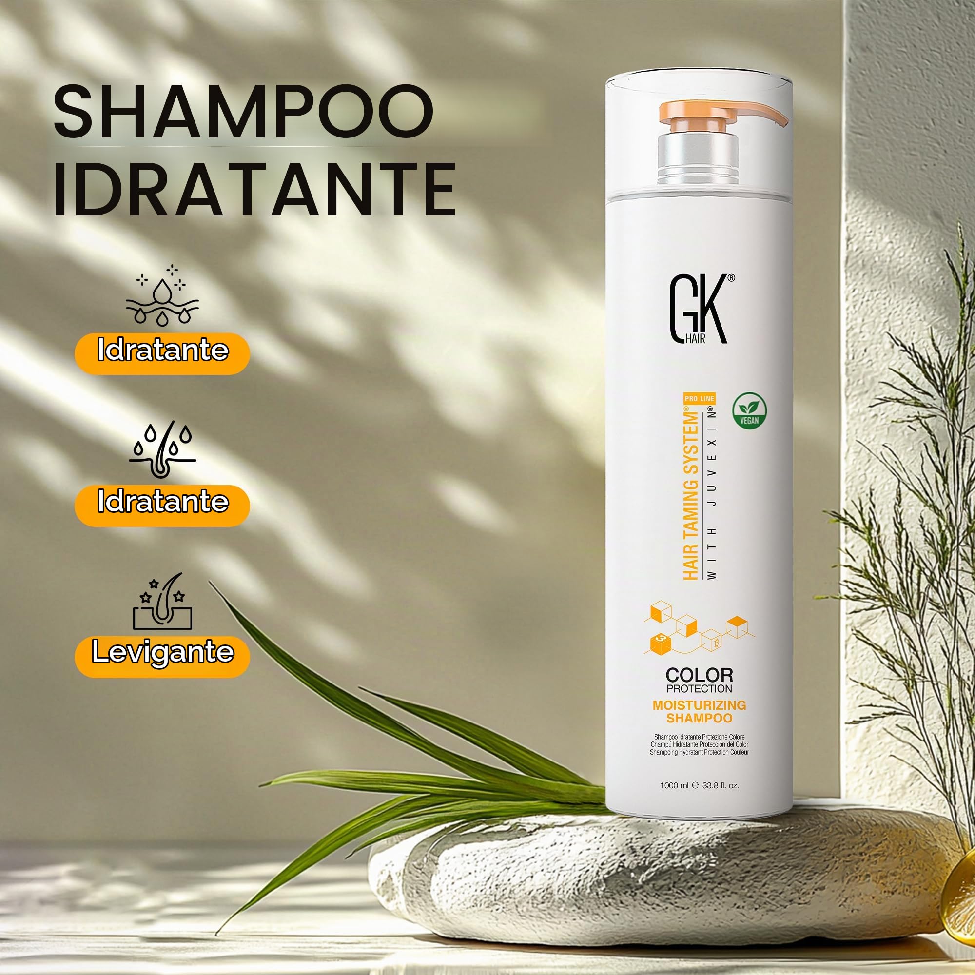 Global Keratin GK Hair Moisturizing Shampoo 1000ml Color Protection | Formula Naturale Organica Senza Solfati e Parabeni, Detergente per Uso Quotidiano per Capelli Secchi o Normali Unisex di Gkhair