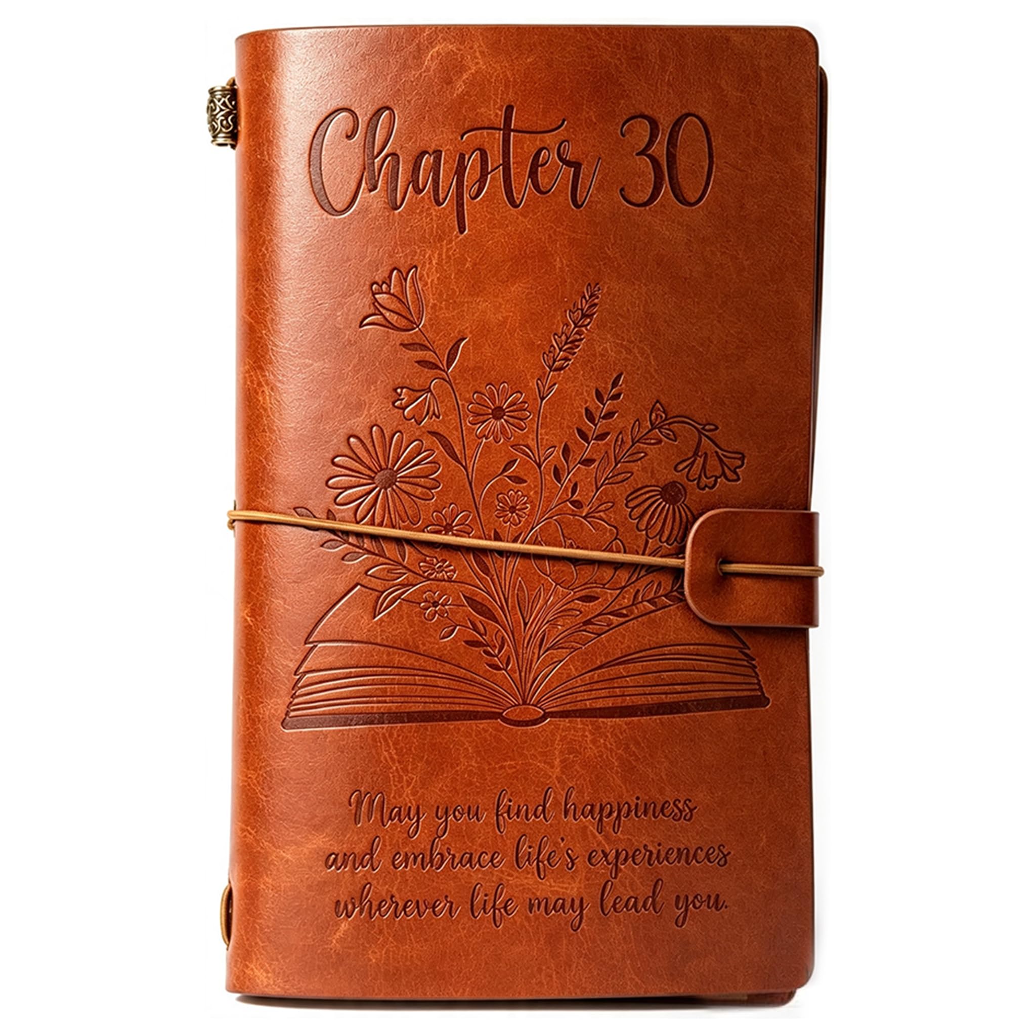Mitibet 30th Birthday Gifts for Women, Brown Faux Leather Journal, 20cm x 12cm Notebook, 30 Birthday Gift Ideas for Her, Daughter, Sister, Happy Birthday Presents, Chapter 30 Personal Diary