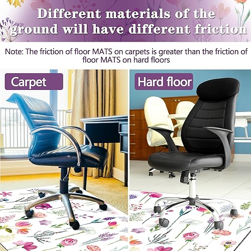 Miniatura 4 de Tapete para silla de oficina para alfombra, tapete para silla de escritorio para alfombra, hermosas flores, plantas, alfombra para silla de oficina