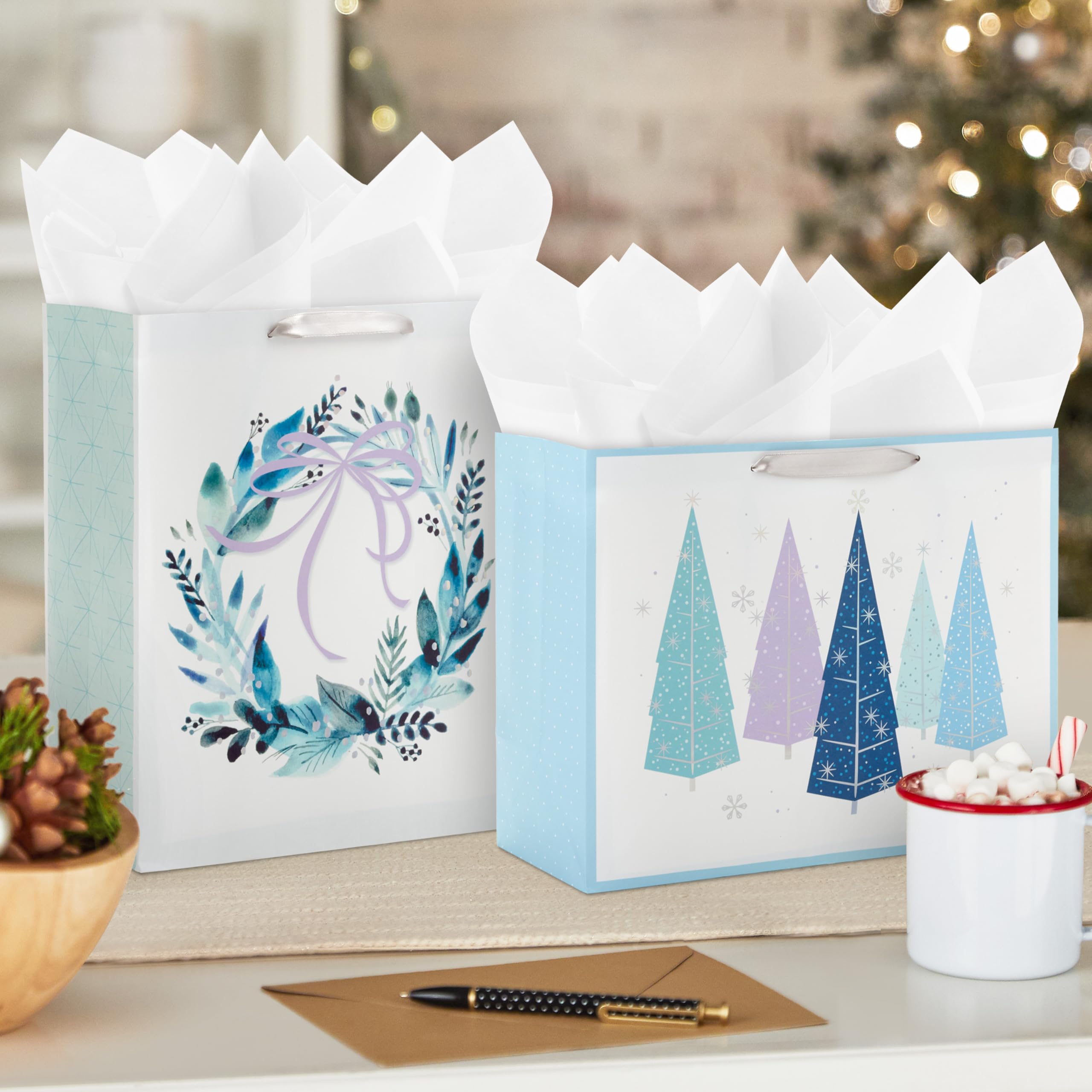 Hallmark 13" Large Christmas Gift Bags, Lavender, Sage Green, Mint, 1 count (Pack of 3) - Image 2