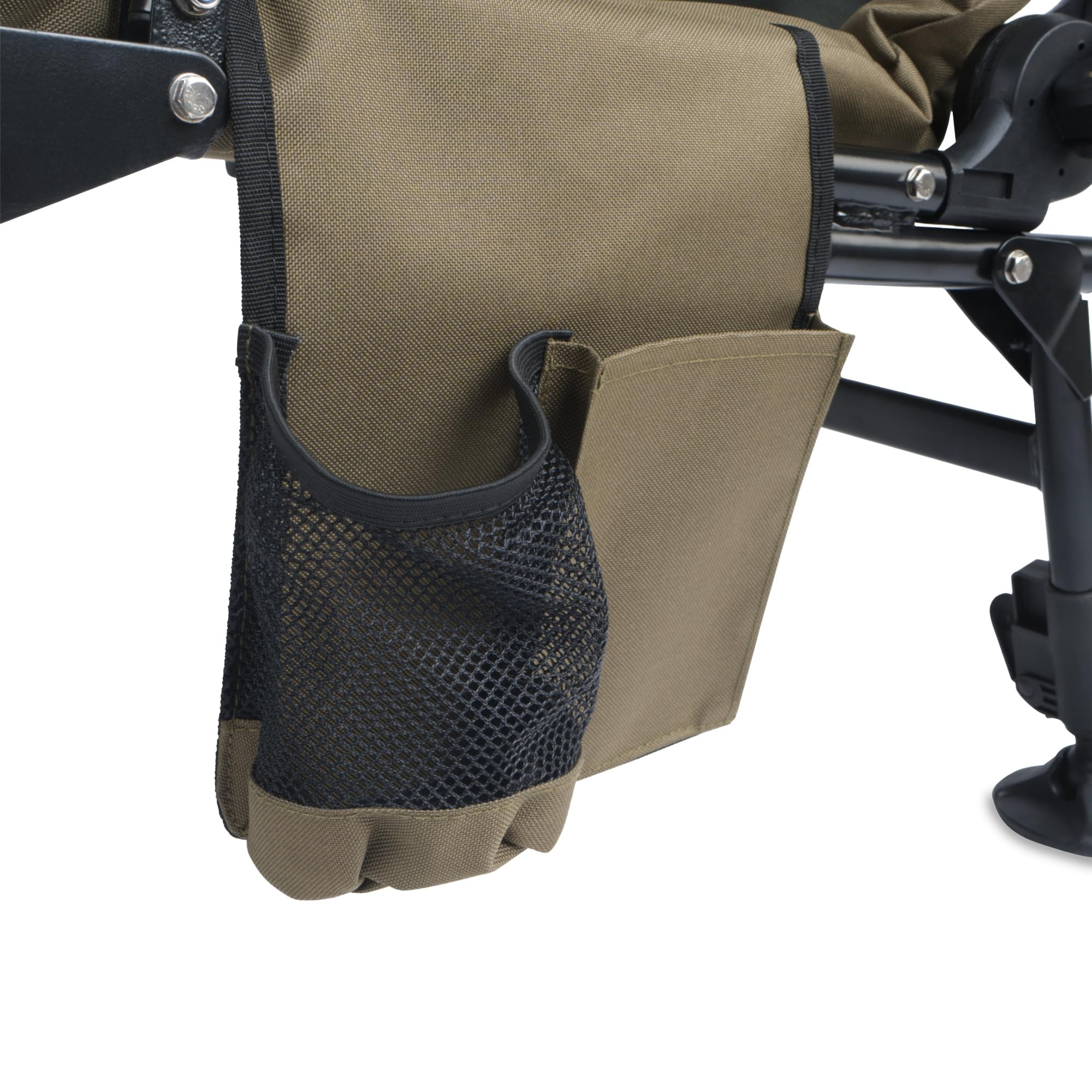 CampFeuer Sedia da Pesca Pieghevole Regolabile in Altezza, Verde Oliva/Verde Abete, Portata 150 kg, Ideale per Campeggio, Pesca e Trekking