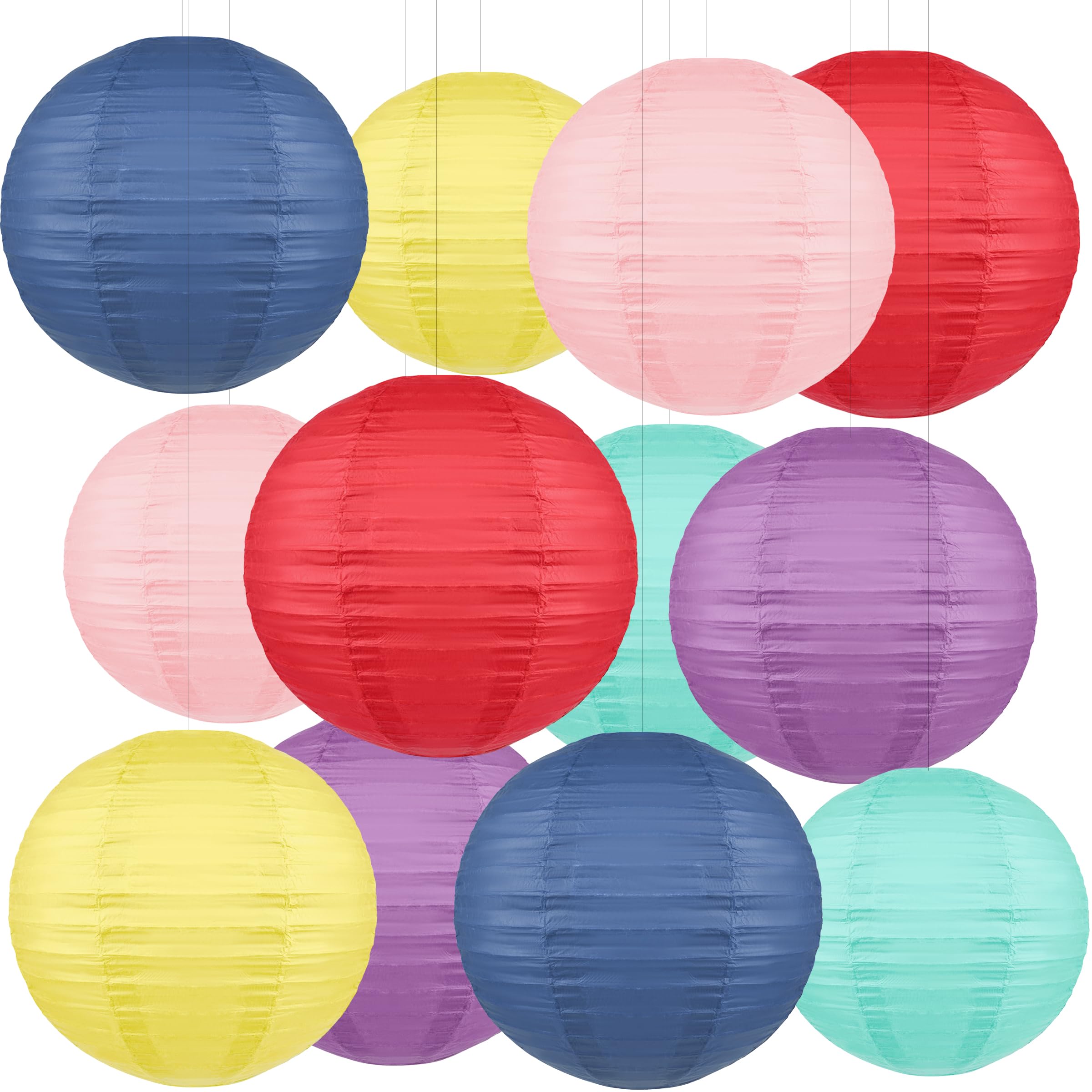 12-Pack Boho Rainbow Paper Lanterns - 8 Inch, Colorful Ceiling Decor For Classroom, Party & Wedding - View #5