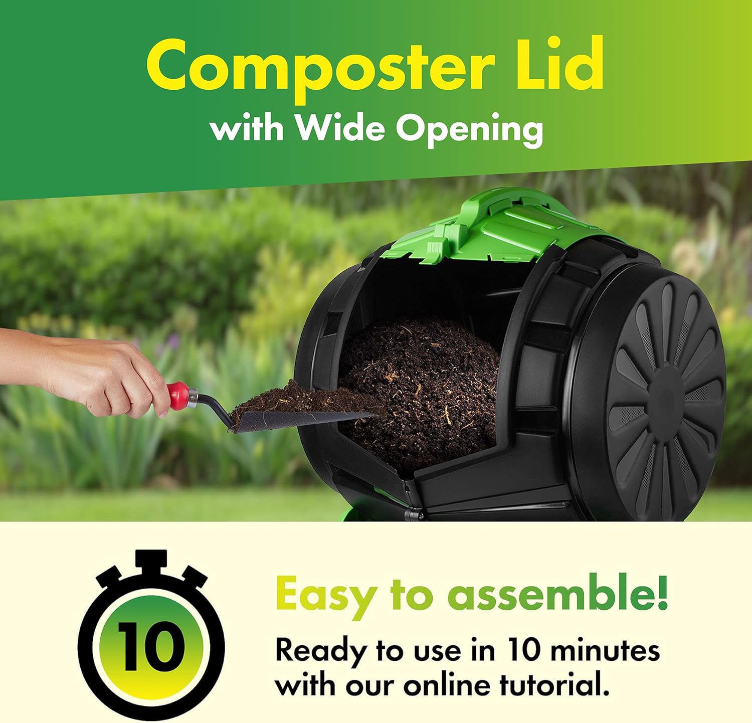 Flаѕh Dеаlѕ - 40% оƒƒ DF Omer 13.2 Gallon / 50L Tumbling Composter | Fast-Working - Small and Light Compost Bin for Outdoor or Indoor Use | All Season Compost Tumbler | Quick Curing Compost All Year Round