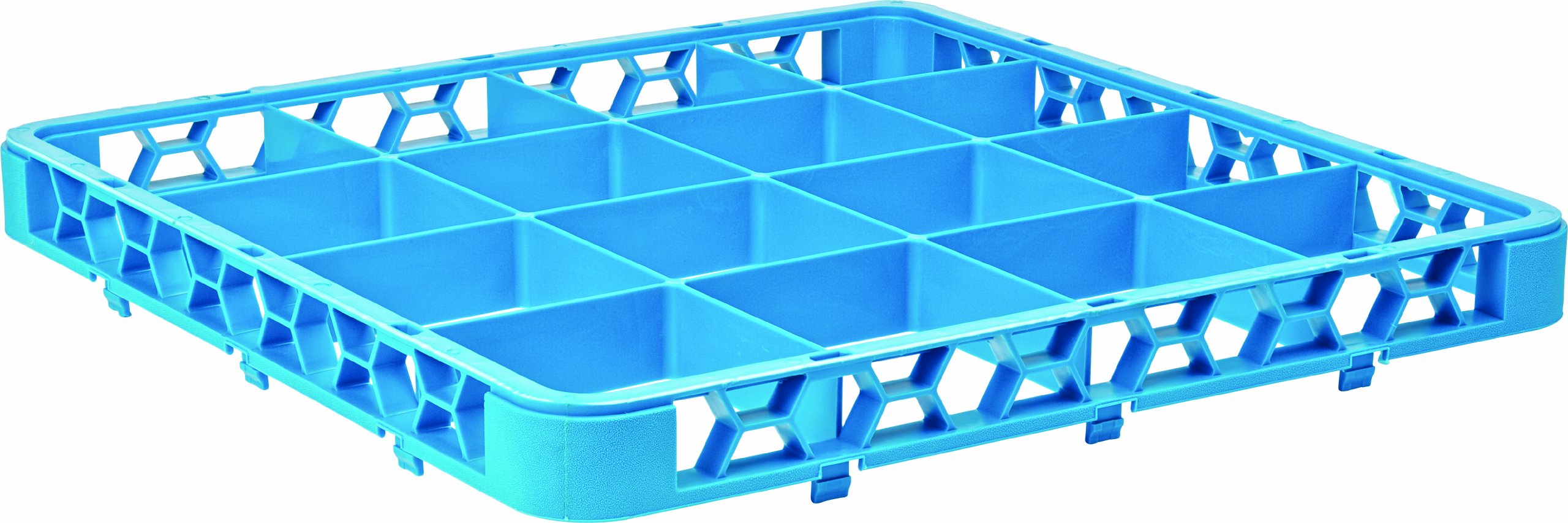 Carlisle FoodService Products RE1614 OptiClean Divided Glass Rack Extenders, Set of 6 16-compartments, Polypropylene, Blue