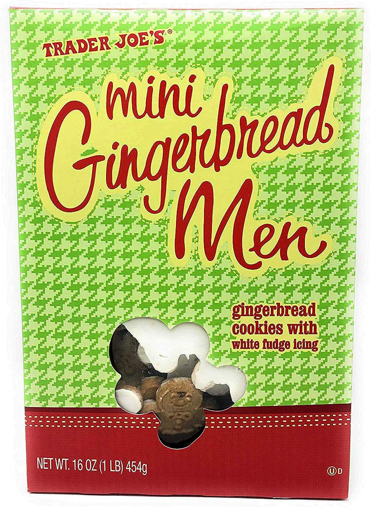 Trader Joe's Mini Gingerbread Men Cookies with White Fudge Icing | 16 ounces, 454 grams