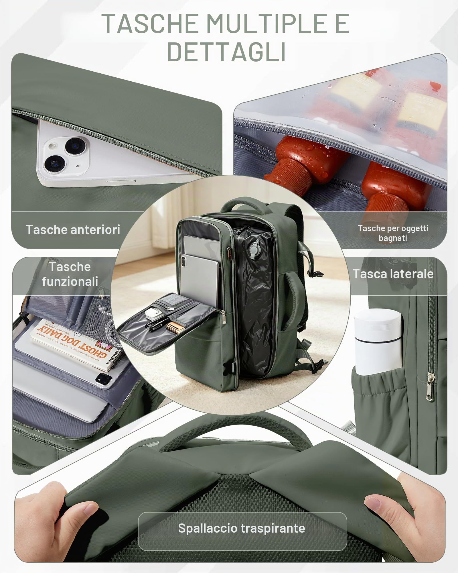 SZLX Zaino Ryanair 40x30x20 Sottovuoto con pompa Zaino da Viaggio 40x30x20 | Bagaglio a Mano 40x30x20 Wizzair Donna Uomo Borsa da Cabina per Easyjet Adatto a Laptop da 14 Pollici Impermeabile per Lavoro