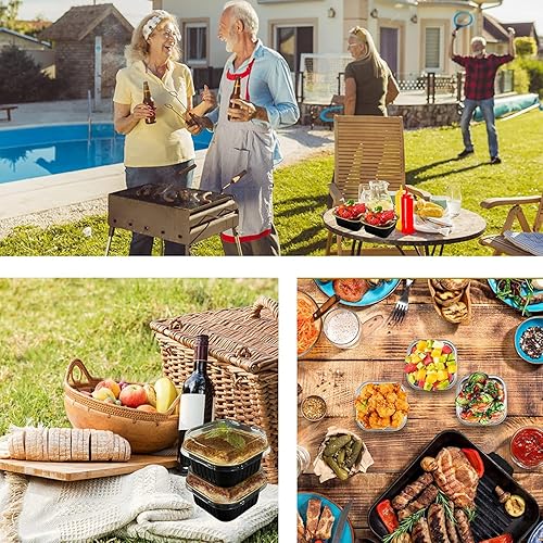 Miniatura 6 de 50 piezas de mini tazas cuadradas para hornear con tapas, mini moldes de papel de aluminio de 5 onzas con tapas, moldes desechables para tartas,