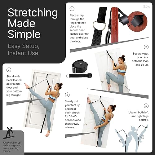 Miniatura 7 de Stretching Strap with Door Anchor & Resistance Band  Leg Stretcher for Improving Flexibility & Splits  Ideal for Ballet, Dance, Cheer, Yoga &