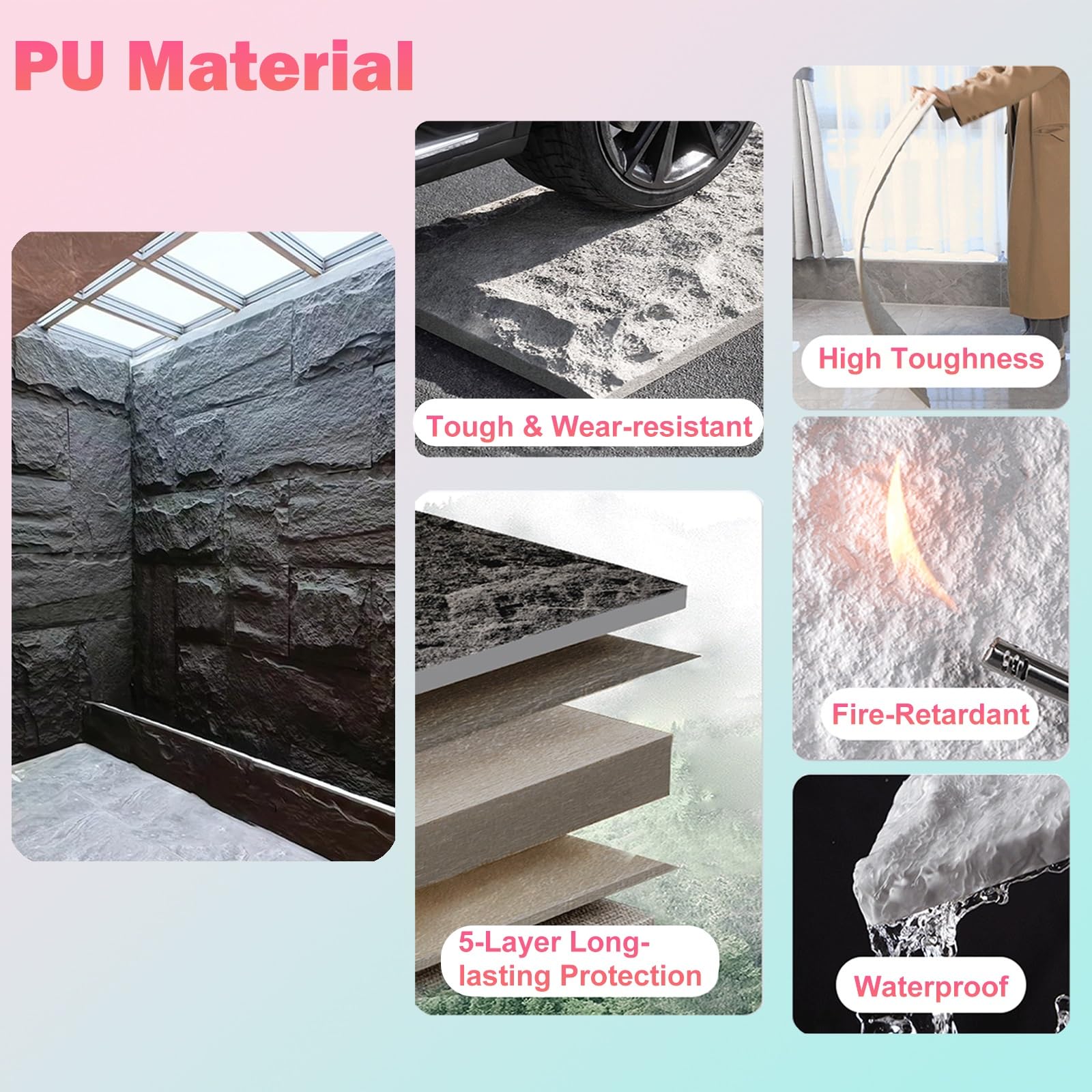 Panele ścienne 3D Płytki Ścienne 3D Do Aranżacji Wnętrz, Trudnopalne - Panele Ścienne 3D Z Efektem Kamienia, Ciemnoszare - Panele Elewacyjne Do Ścian Betonowych I Ceglanych(5cm,8 pcs)