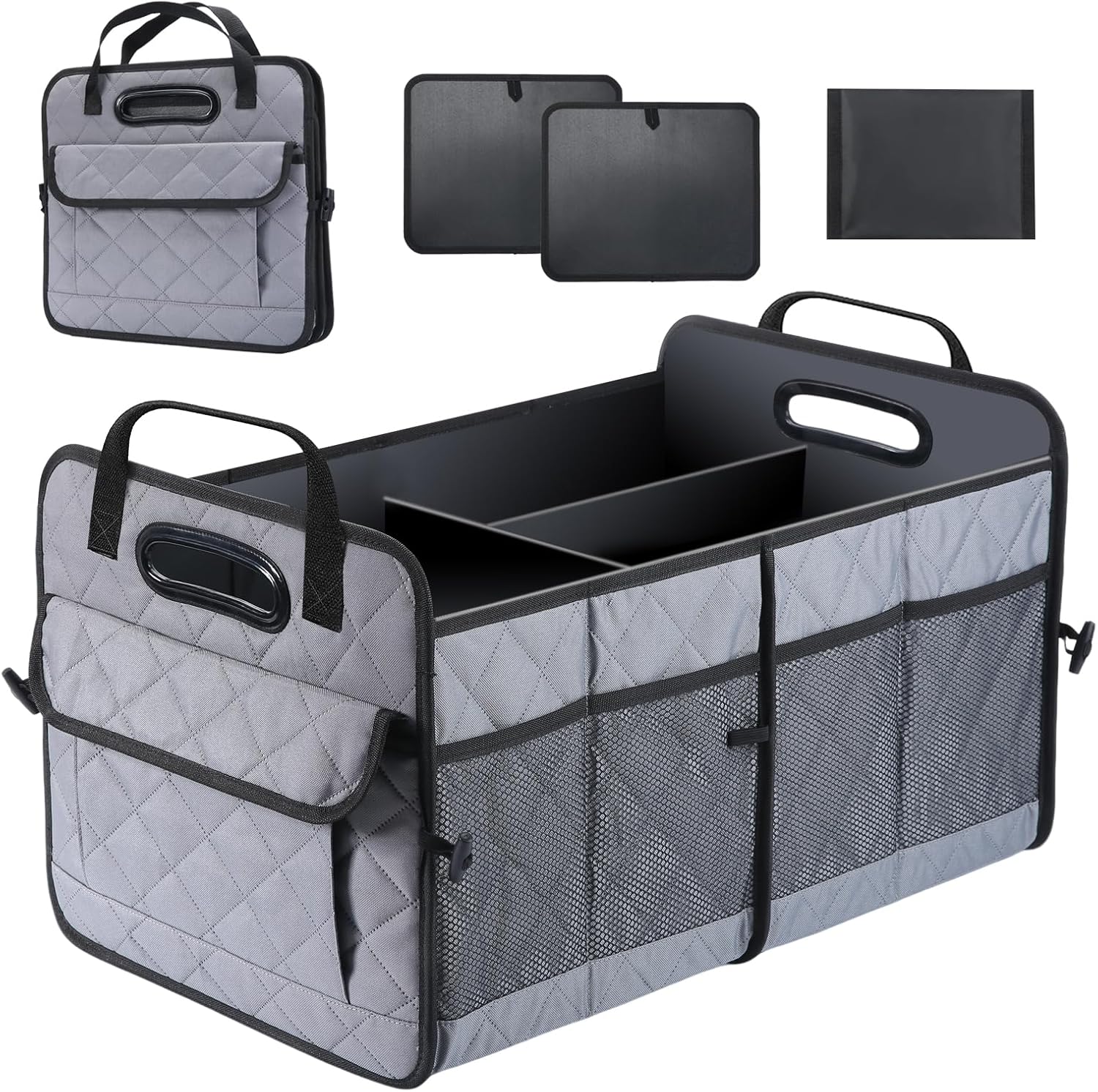 AOPHY Car Trunk Organizer, 75L Large Capacity Waterproof Auto Storage with Non-Slip Bottom Strips, Collapsible Cargo Organizer for Suv, Truck, Sedan, Portable Car Accessories for Women Men(Grey)