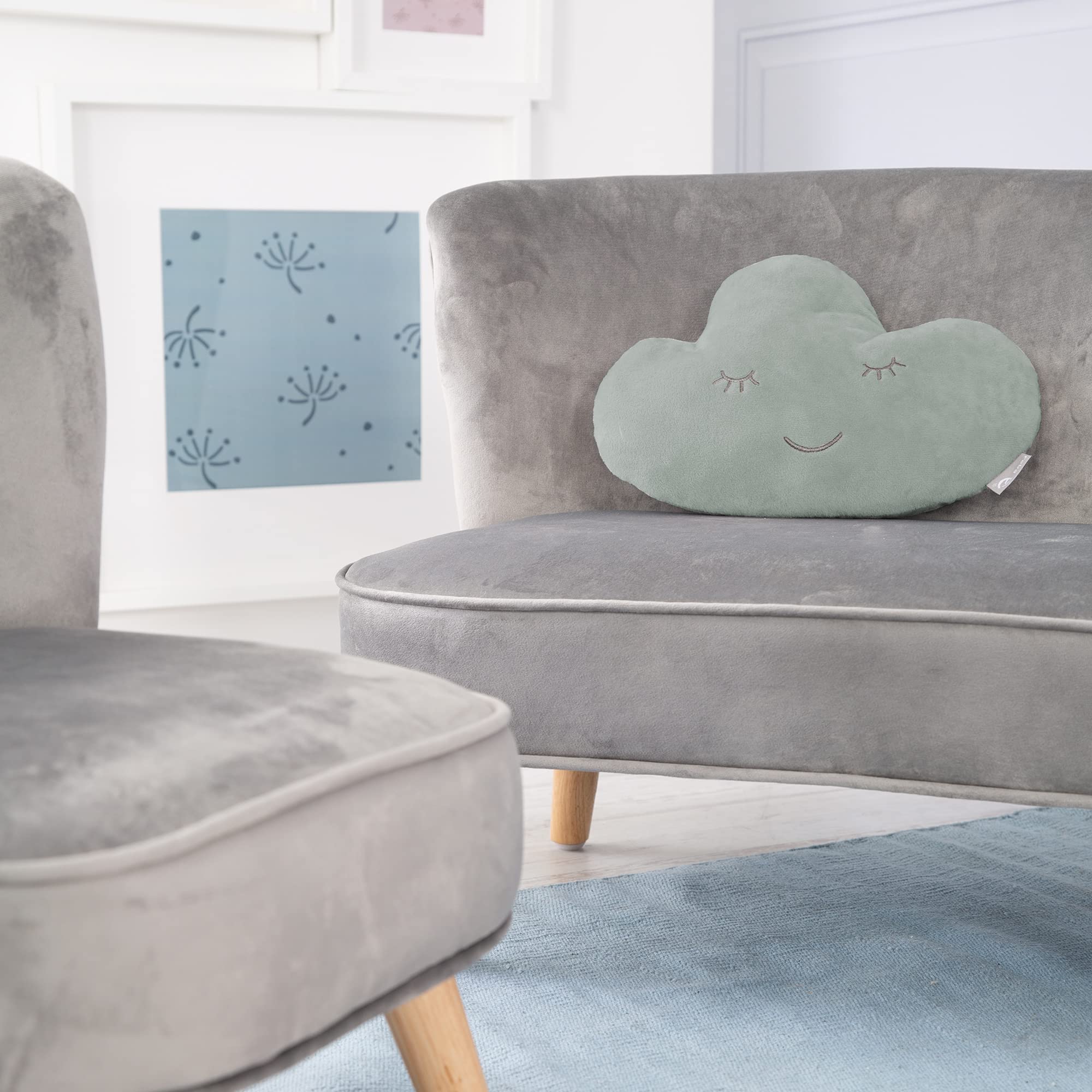 roba Style Cuddly Cushion Cloud Frosty Green Fluffy Decorative Cushion for Baby and Children's Room 205010V241 19 x 32 x 9 cm - Image 3